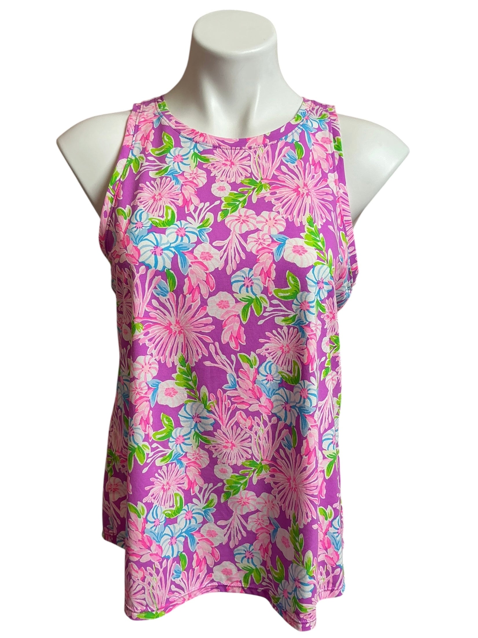 Lilly Pulitzer Westley Tank Top UPF 50+ Amethyst Mom's The Word - Size M