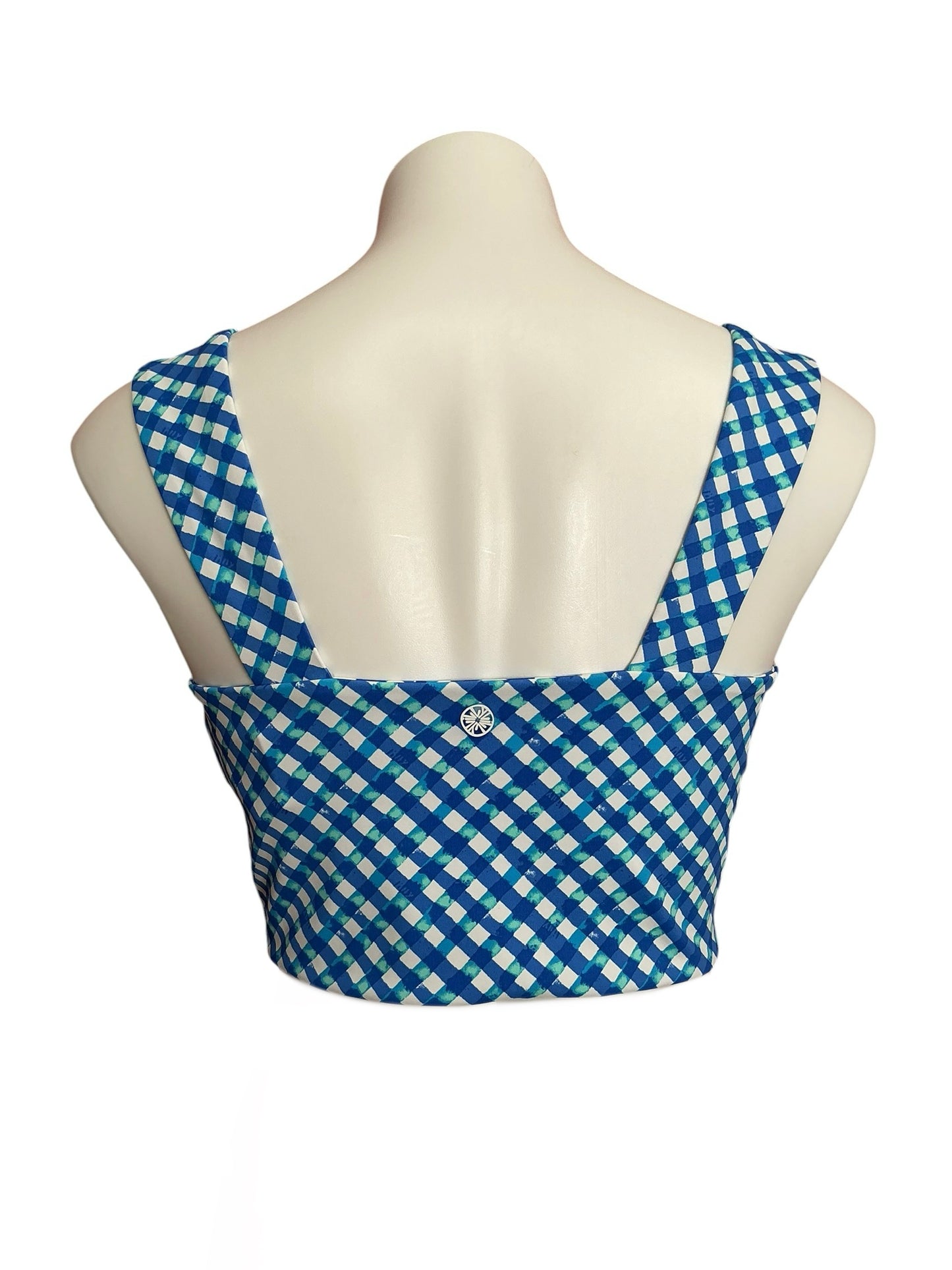 Lilly Pulitzer NWT Calusa Sports Bra UPF 50+ Boca Blue Double Checking- Size M