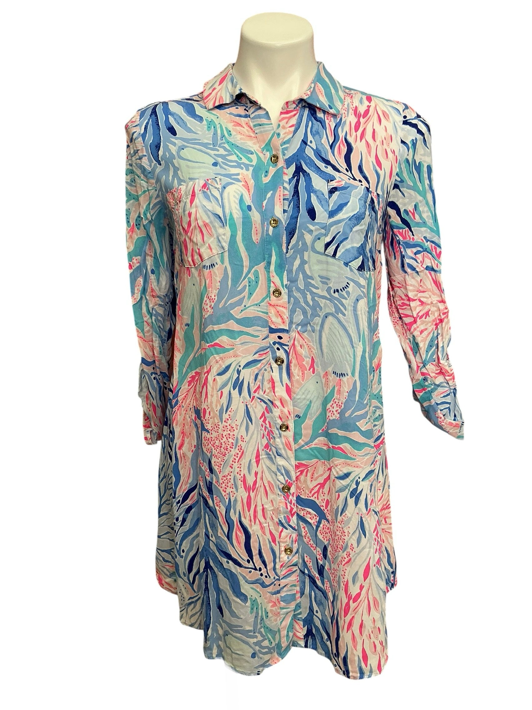 Lilly Pulitzer Natalie Cover-Up Kaleidoscope Coral - Size XS