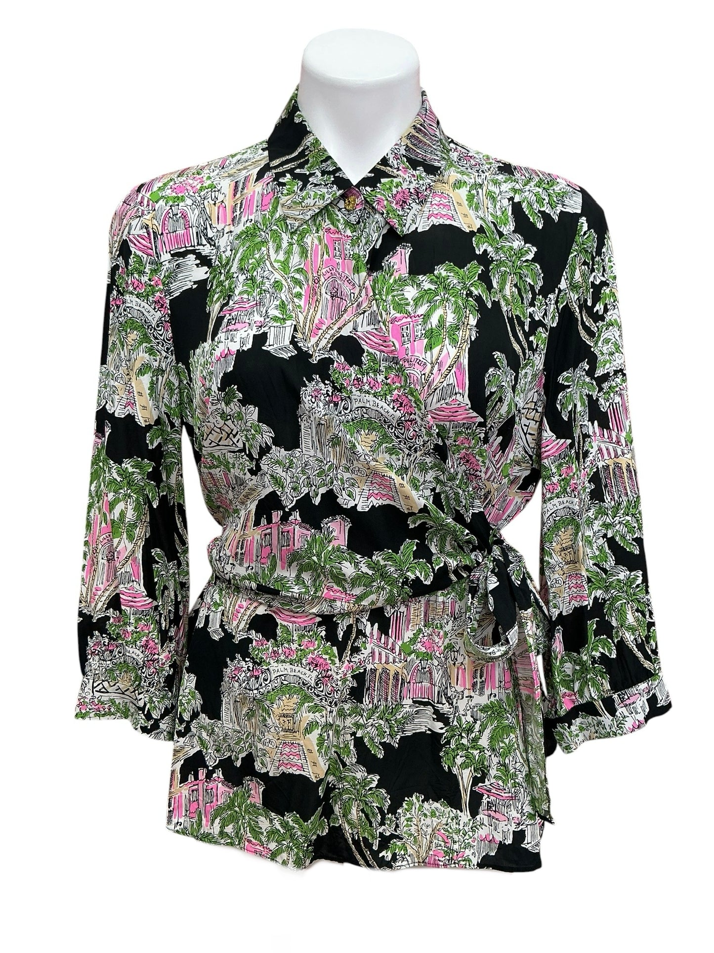Lilly Pulitzer Casia Wrap Tunic Onyx PB Anniversary Toile - Size 8