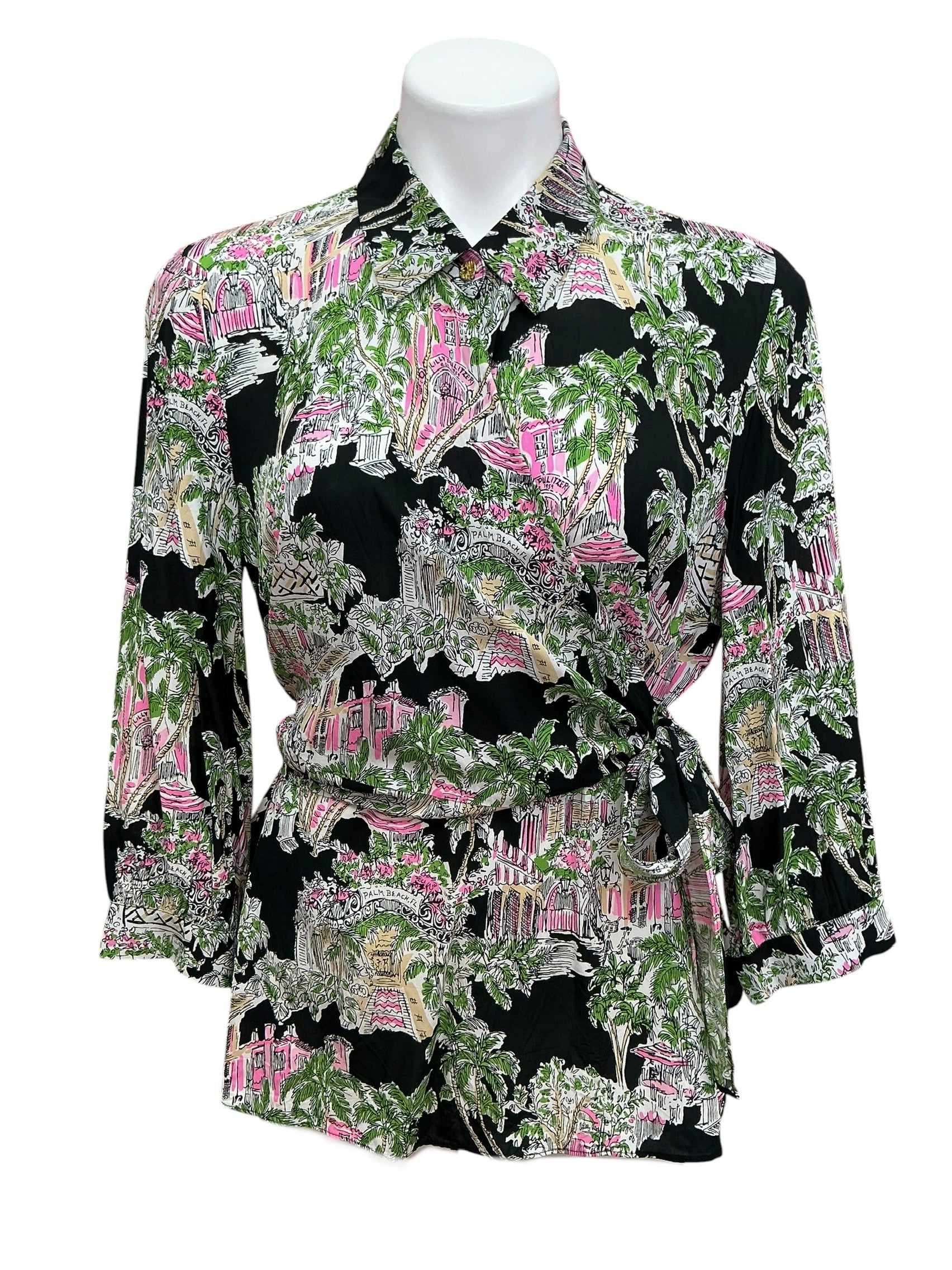 Lilly Pulitzer Casia Wrap Tunic Onyx PB Anniversary Toile - Size 8