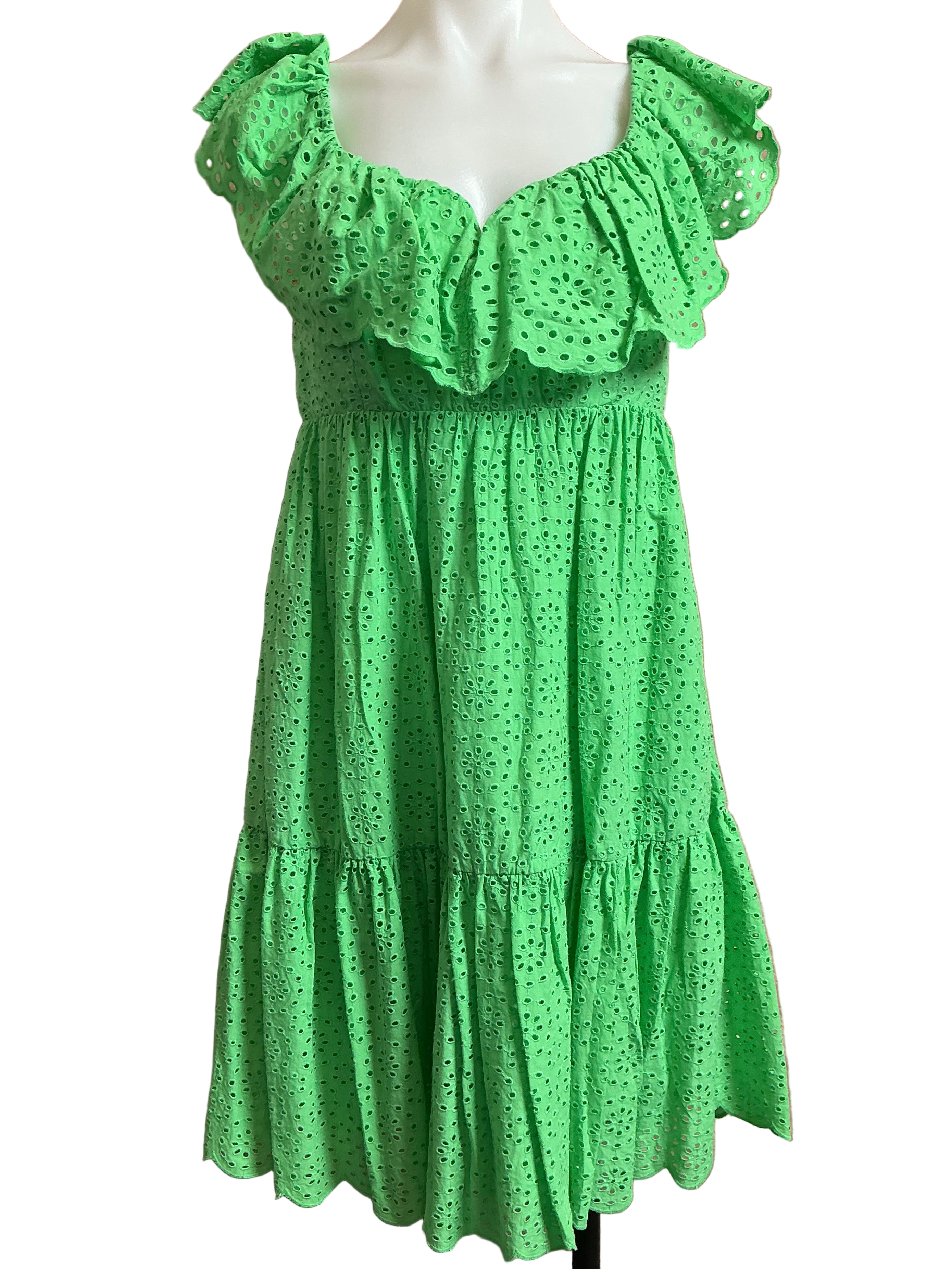 Lilly Pulitzer Asteria Eyelet Babydoll Dress in Cabana Green Daisy Dreams Eyelet Dress - Size 2