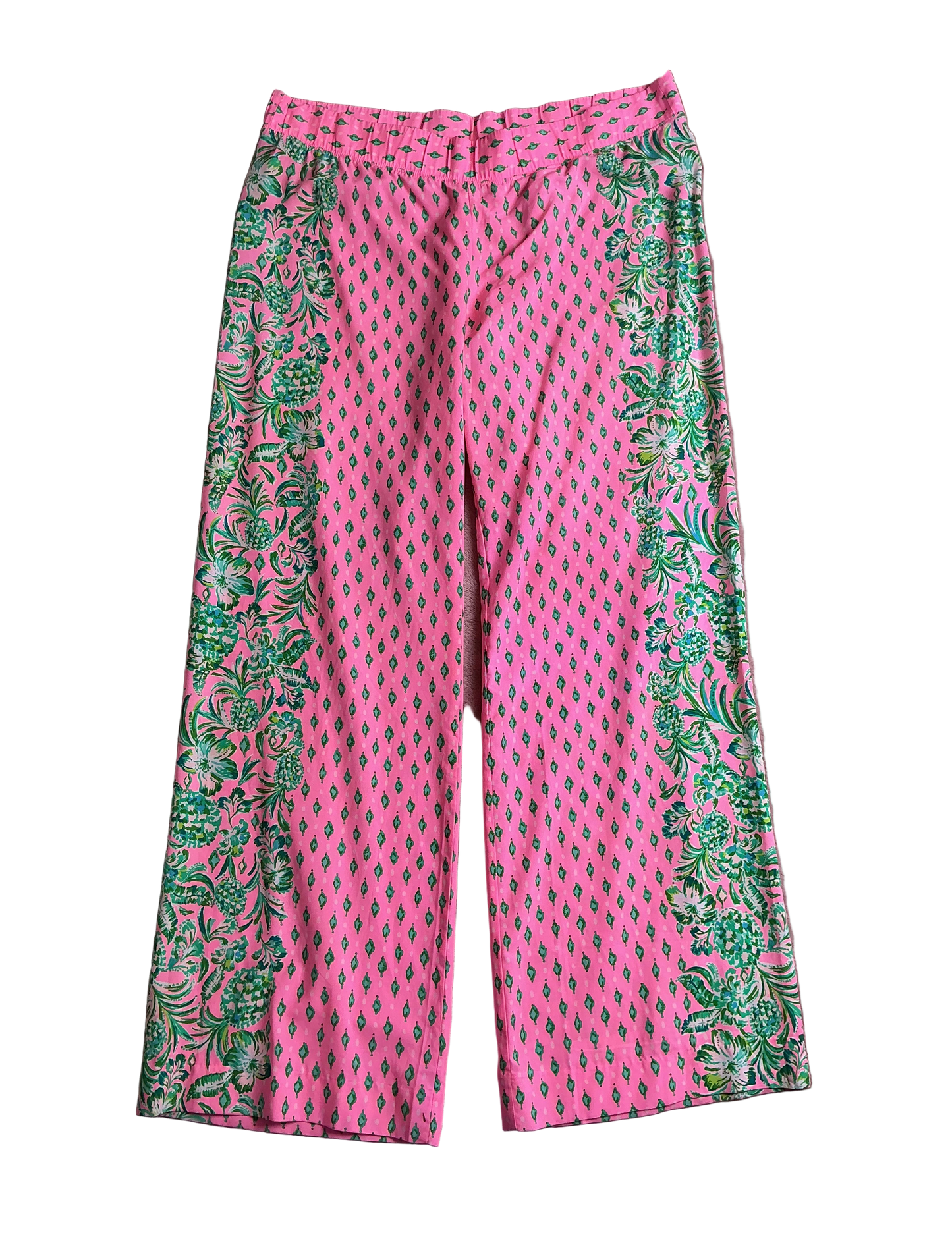 Lilly Pulitzer Bal Harbour Plazzo Pants Pink Shandy Oh Diamond Girl - Size XL