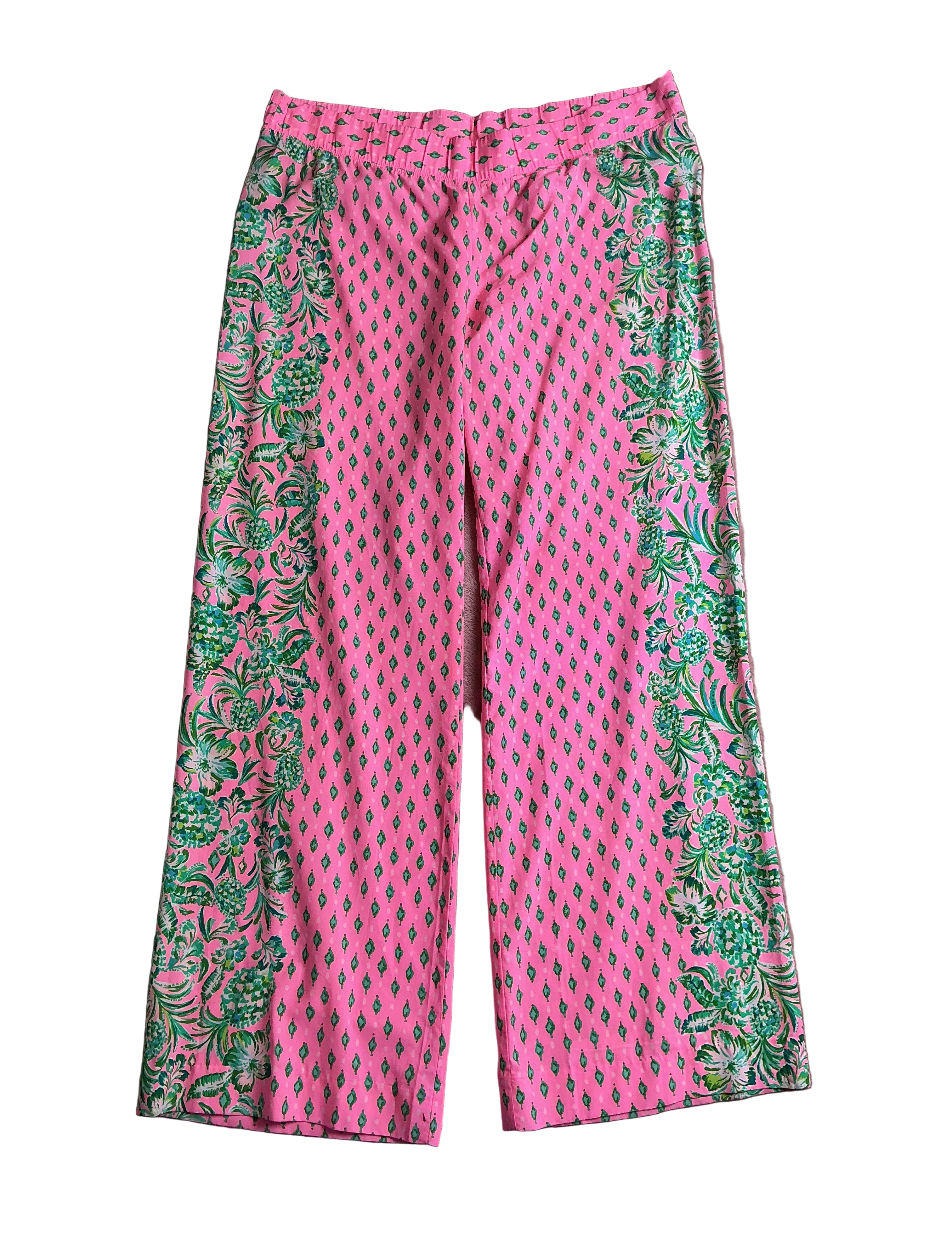Lilly Pulitzer Bal Harbour Plazzo Pants Pink Shandy Oh Diamond Girl - Size XL