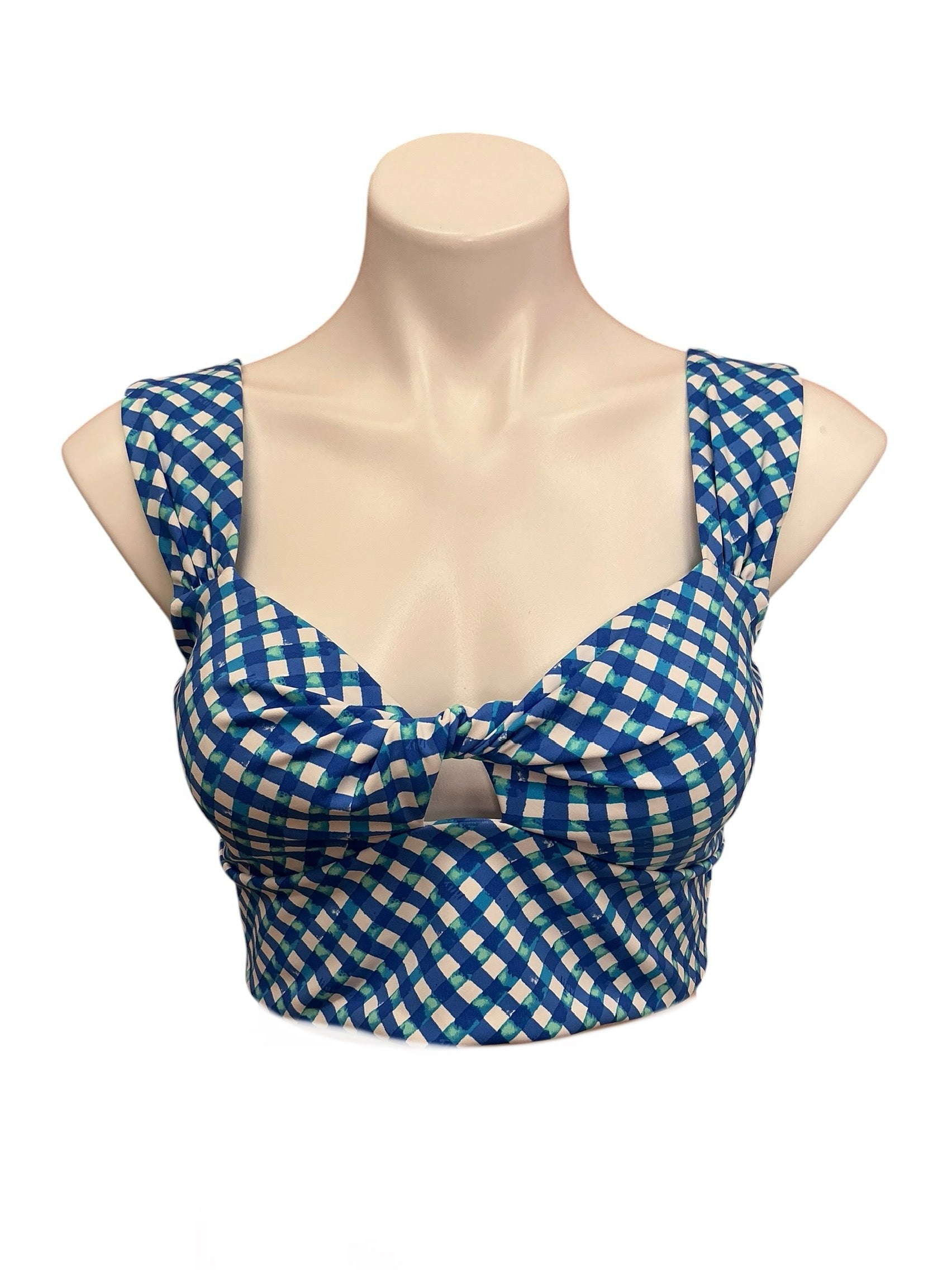 Lilly Pulitzer NWT Calusa Sports Bra UPF 50+ Boca Blue Double Checking- Size M
