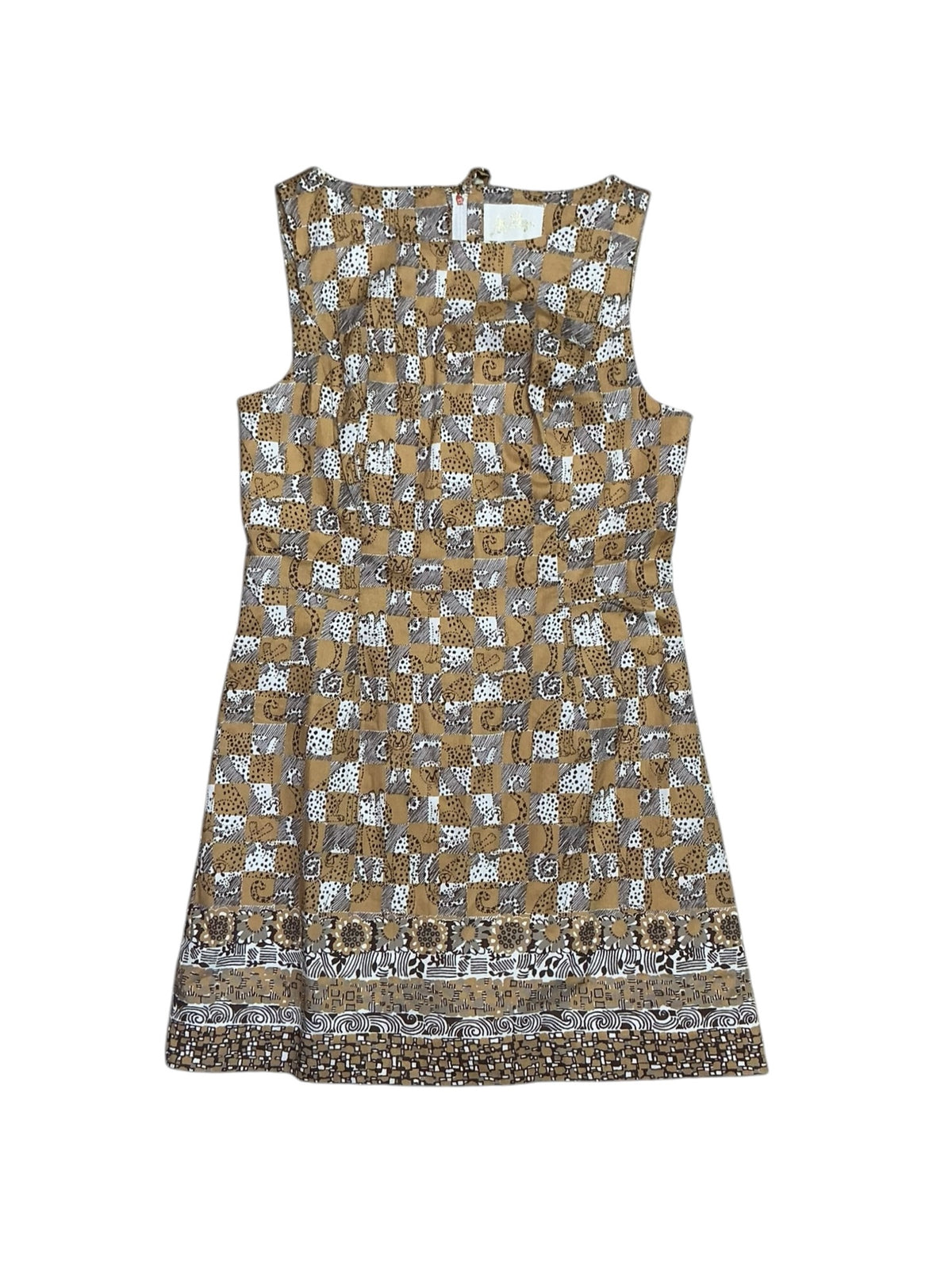 Lilly Pulitzer NWT Oriana Shift Romper Iced Latte Lil Cheetah Checks Engineerd - Size 4
