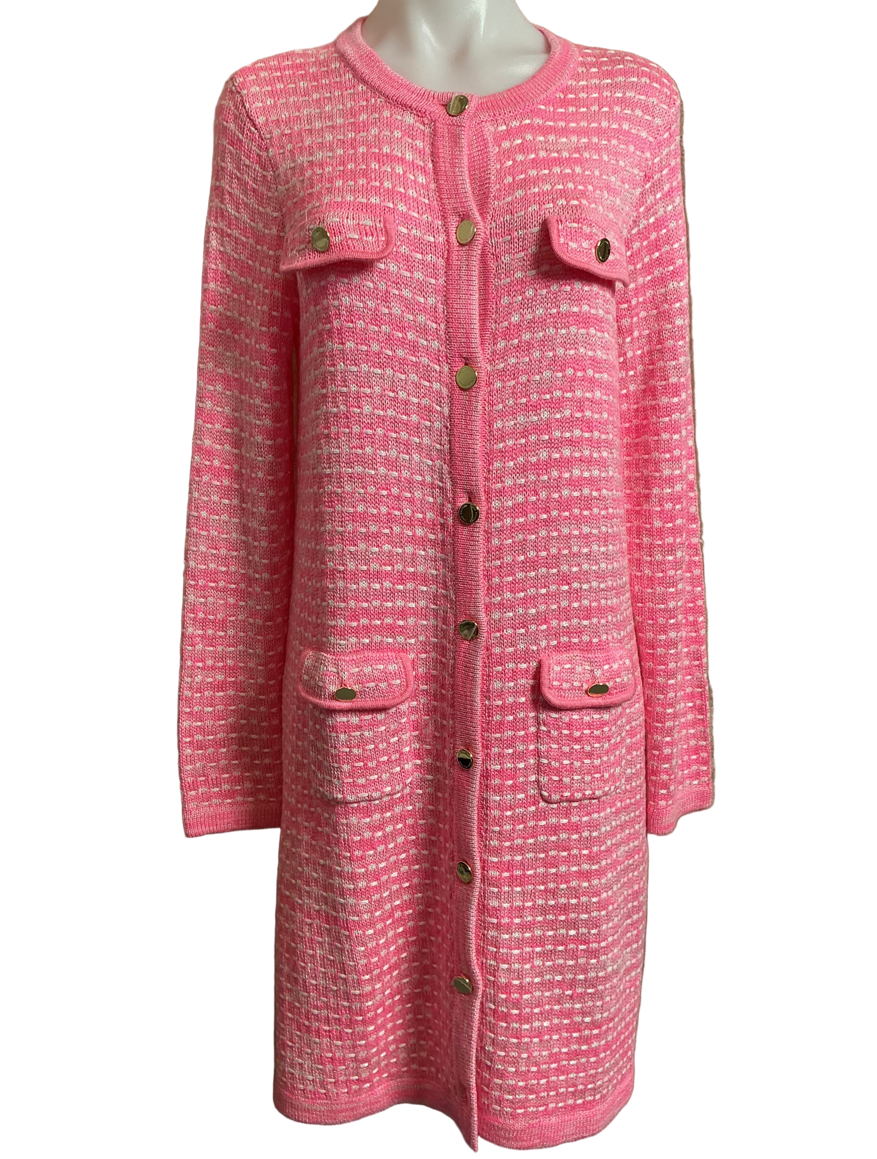 Lilly Pulitzer NWT Banberry Cardigan Rousseau Pink Metalic Marl - Size M