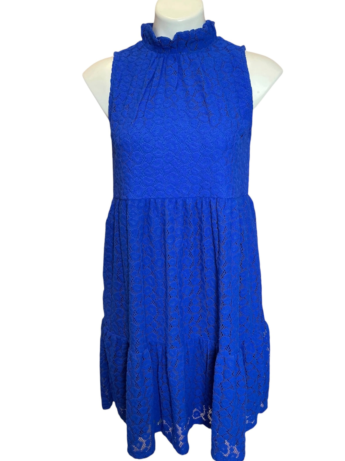 Lilly Pulitzer Cornelia Swing Dress Blue Grotto Leopard Knit Lace - Size XS