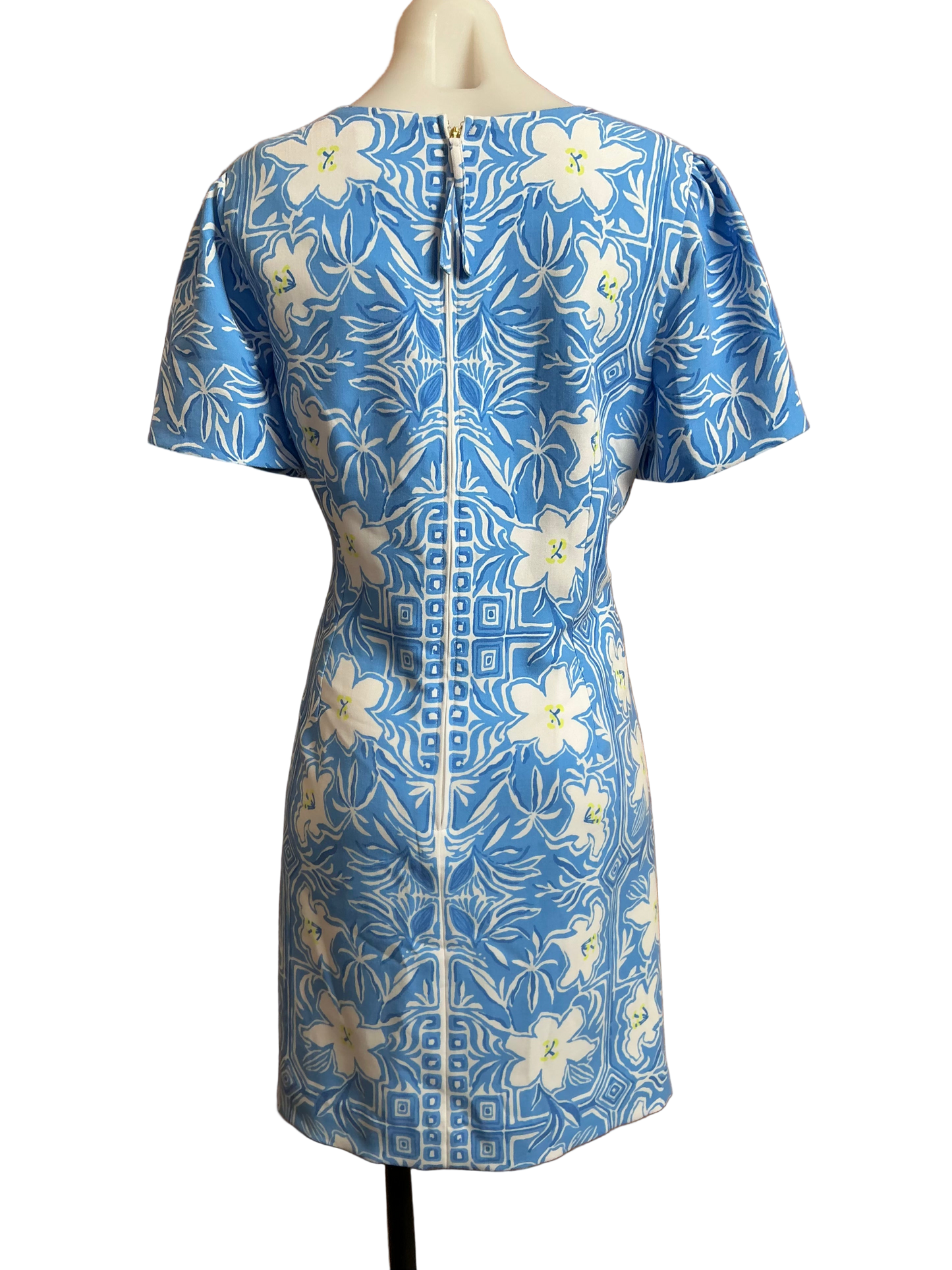 Lilly Pulitzer NWT Dixey Short Sleeve Stretch Shift Lunar Blue My Flutter Half Engineered Woven Dress - Size 12