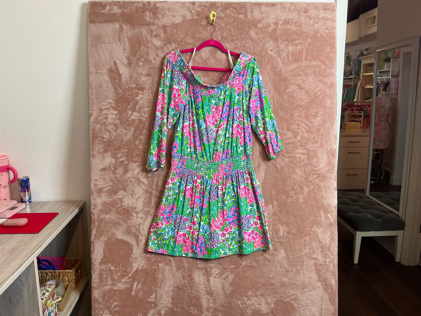 Lilly Pulitzer NWT Cyla off the shoulder multi cherry on top- Size XL