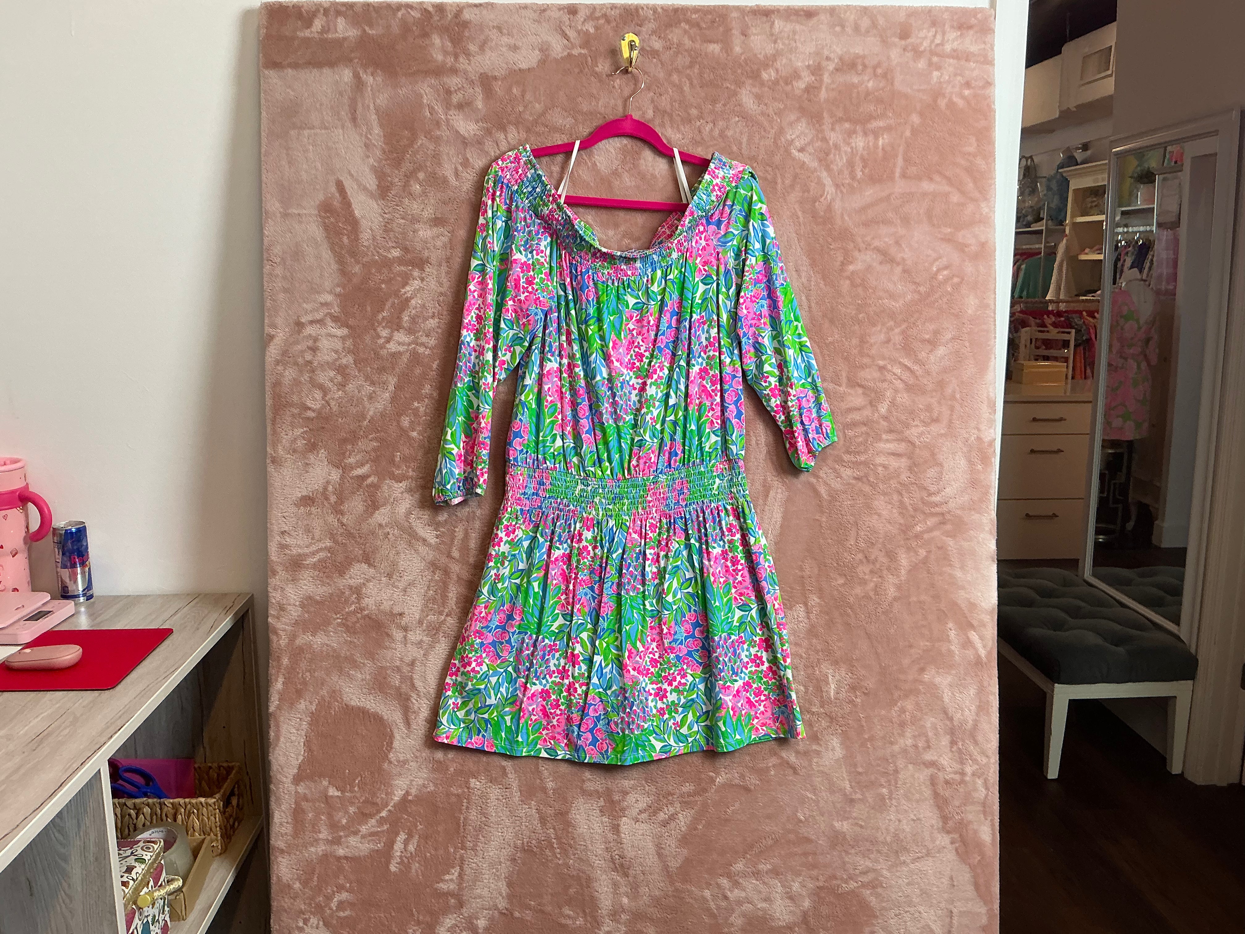 Lilly Pulitzer NWT Cyla off the shoulder multi cherry on top- Size XL