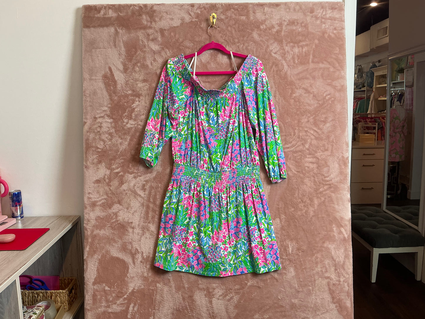 Lilly Pulitzer NWT Cyla off the shoulder multi cherry on top- Size XL