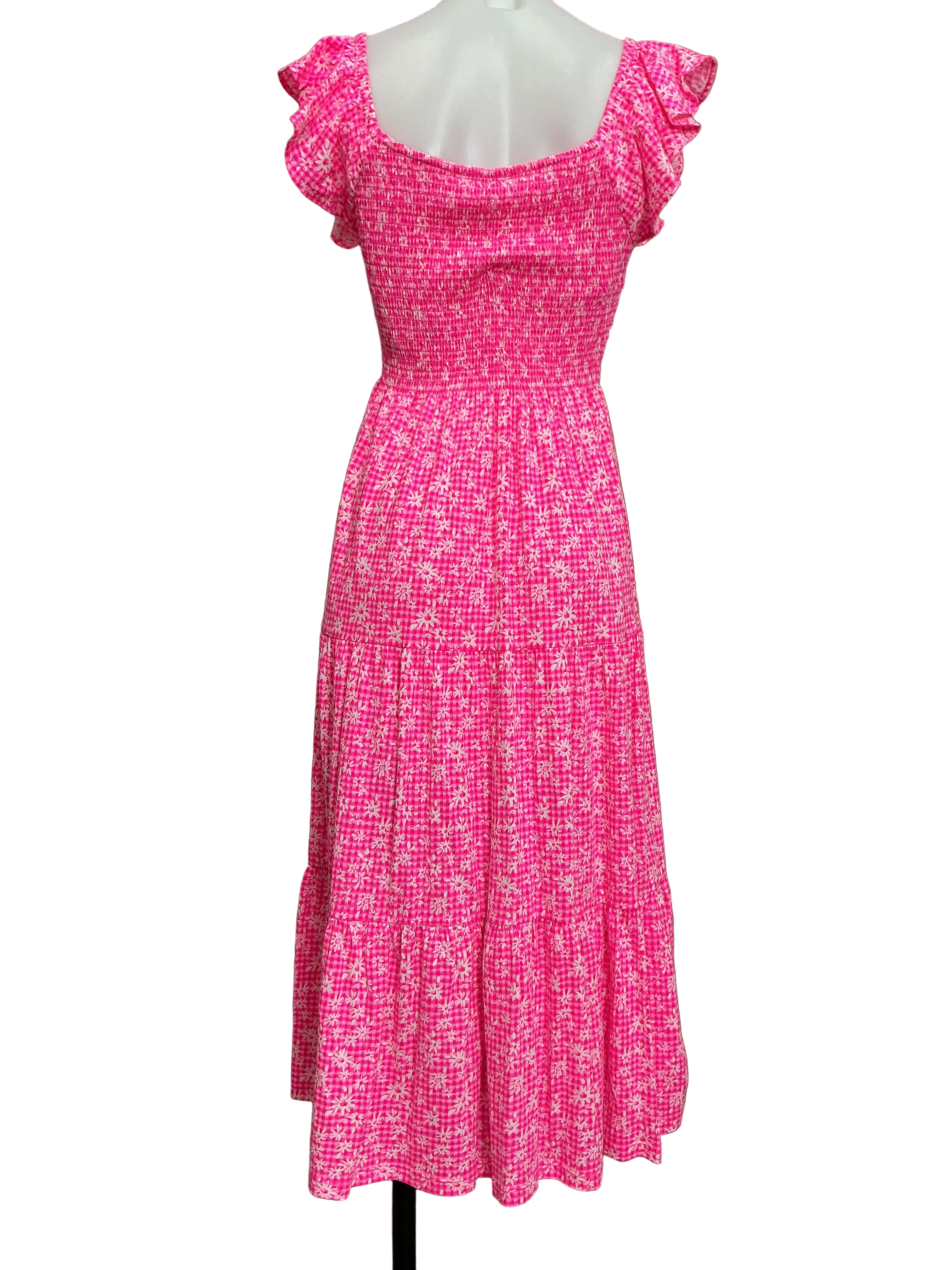 Lilly Pulitzer NWT Jilly Smocked Midi Dre Aura Pink Check You Out - Size S