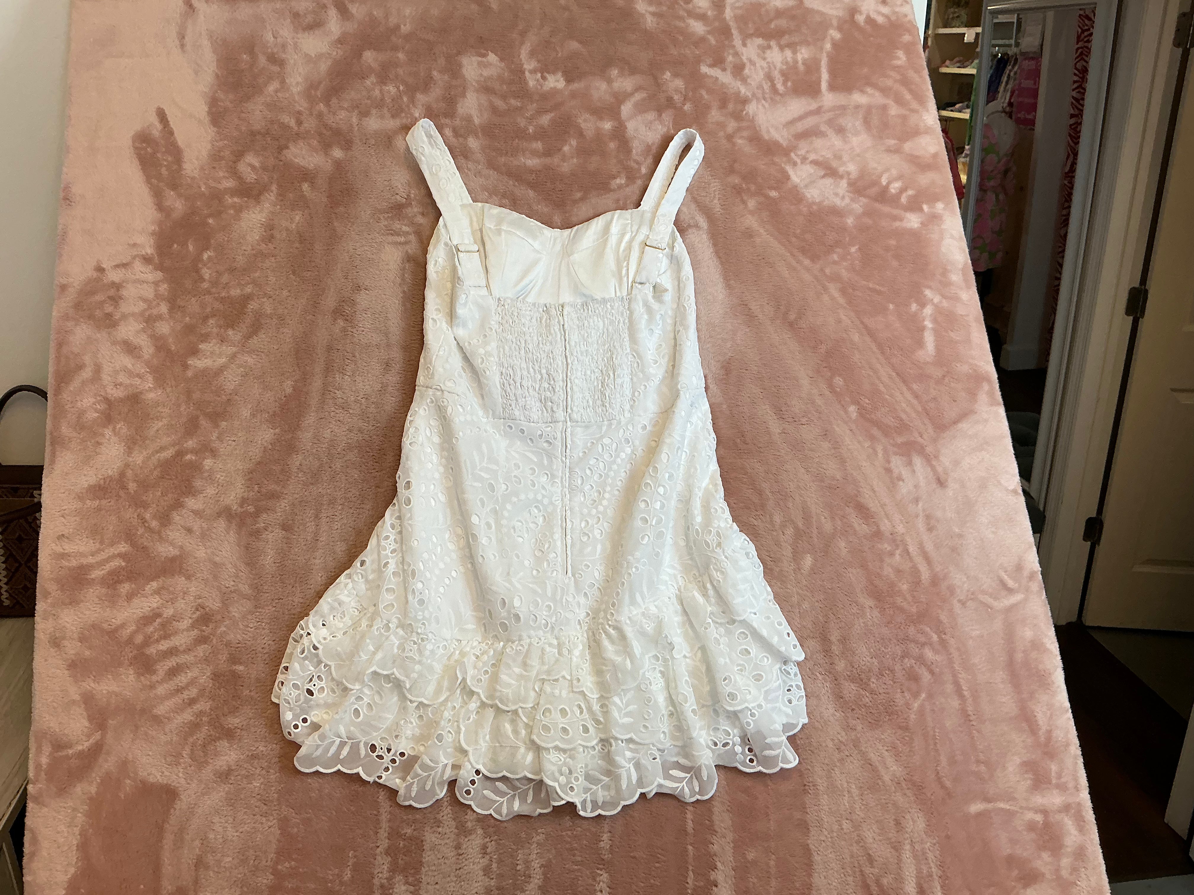 Lilly Pulitzer NWT Rosalie romper resort white swirly fern scalloped - Size 8