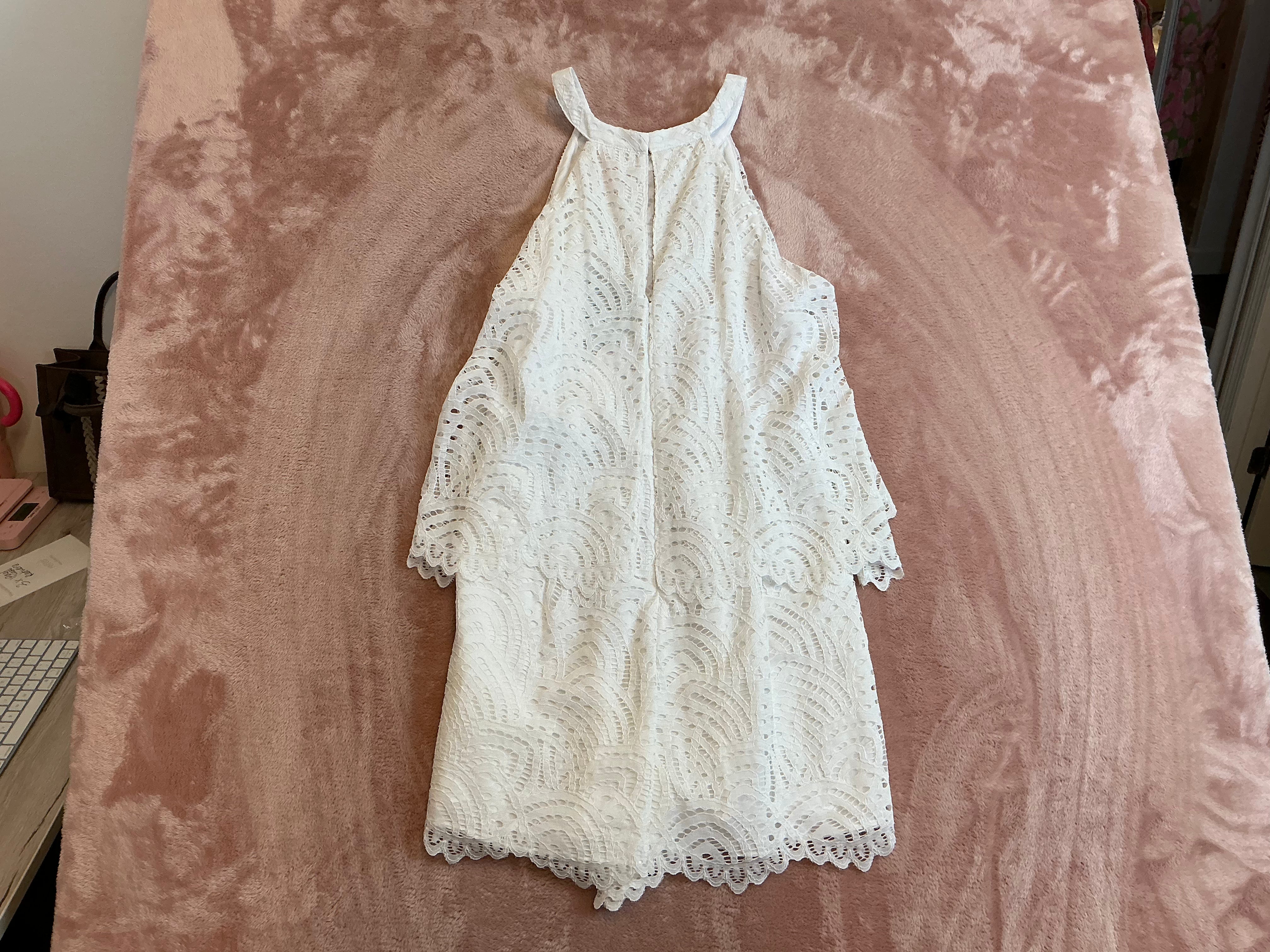 Lilly Pulitzer NWT Edona romper resort white marine tropic lace - Size 8