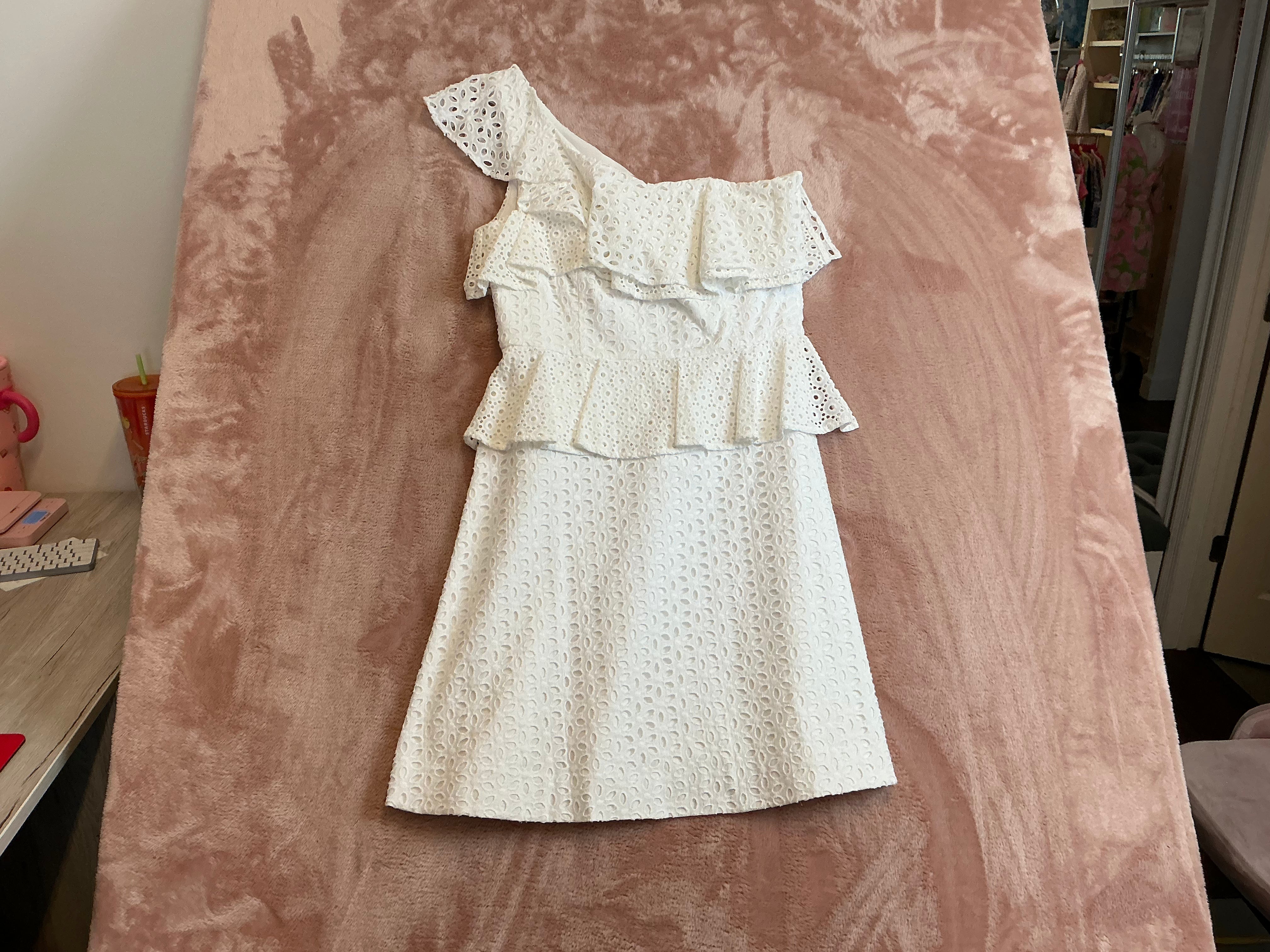 Lilly Pulitzer NWT josey Dress resort white oval flower petal eyelet - Size 10