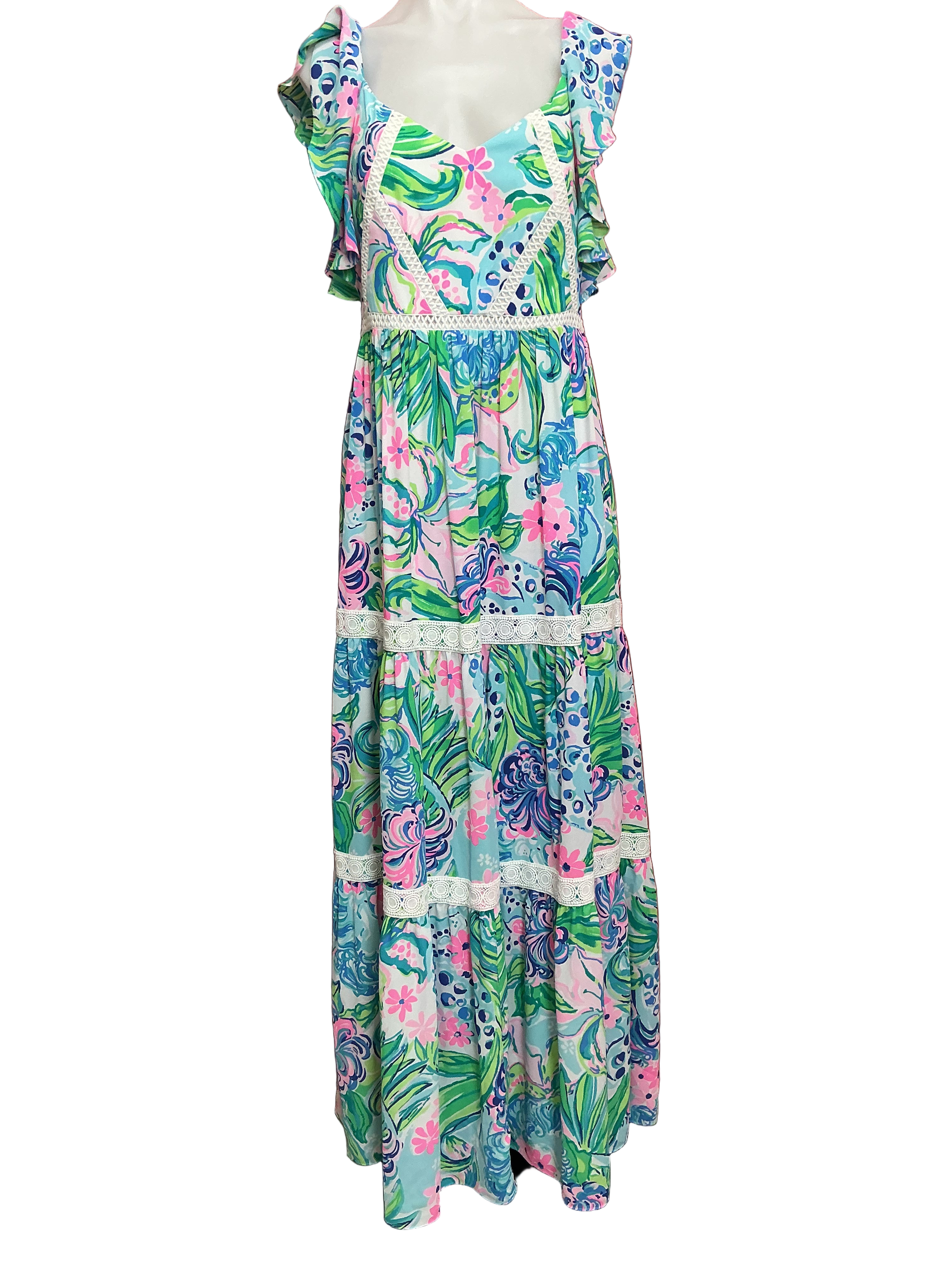Lilly Pulitzer NWT Ivie Maxi Dress Multi Kitten Around - Size 8