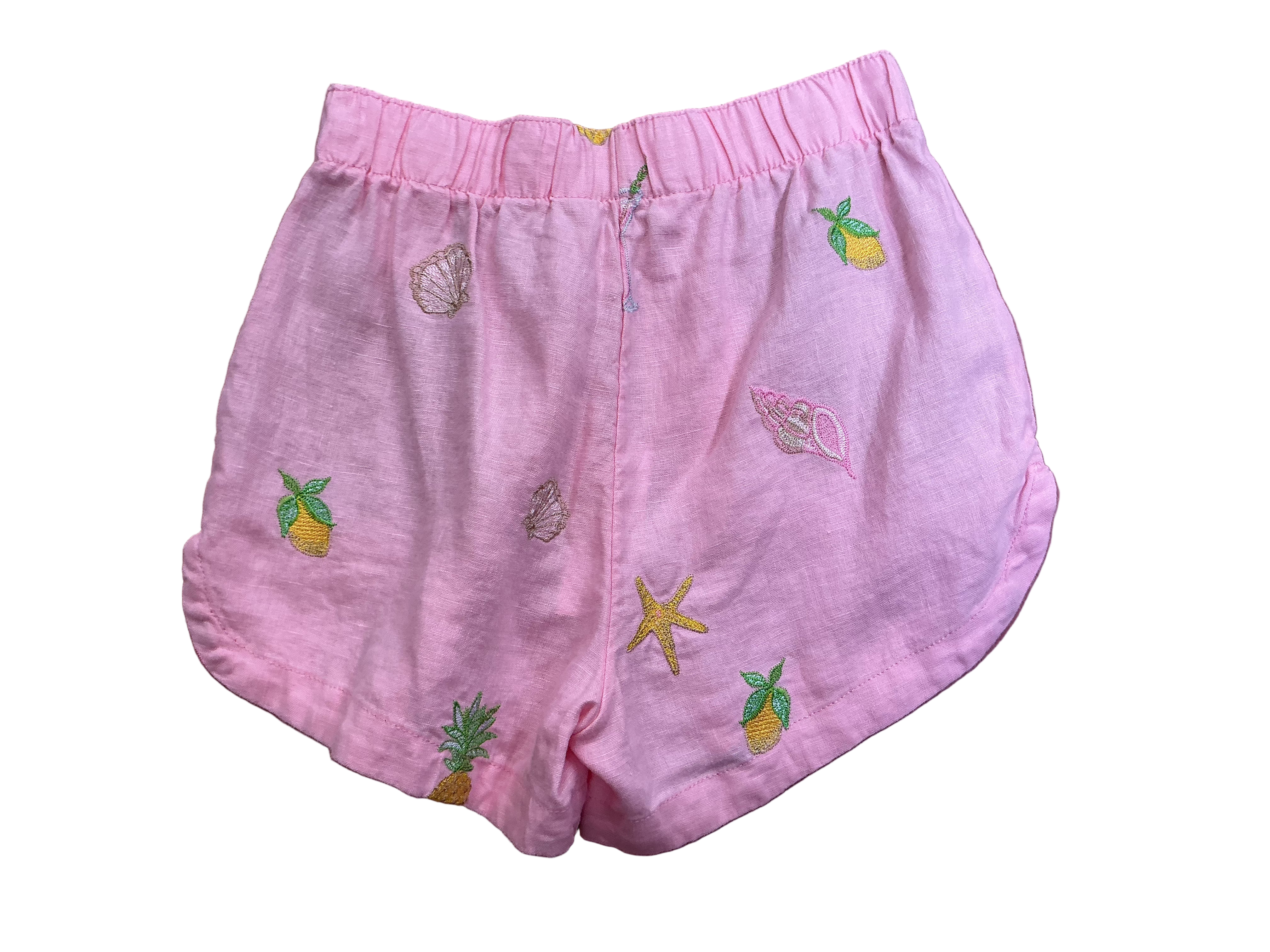 Lilly Pulitzer NWT Elodey Linen Short Conch Shell Pink Happy Hour Embroidery - Size XS