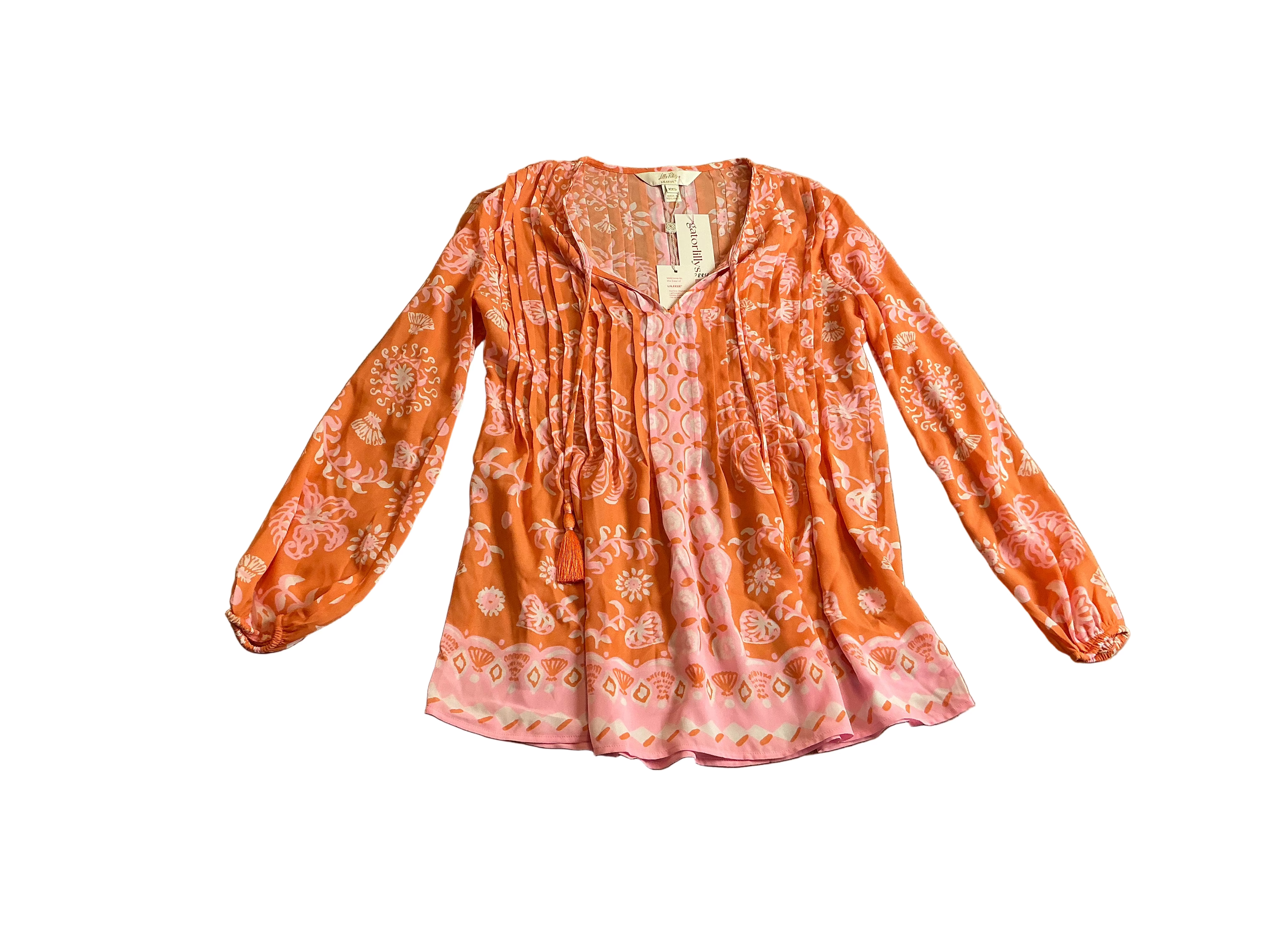 Lilly Pulitzer NWT Marilina long sleeve T papaya breezy palm - Size XXS