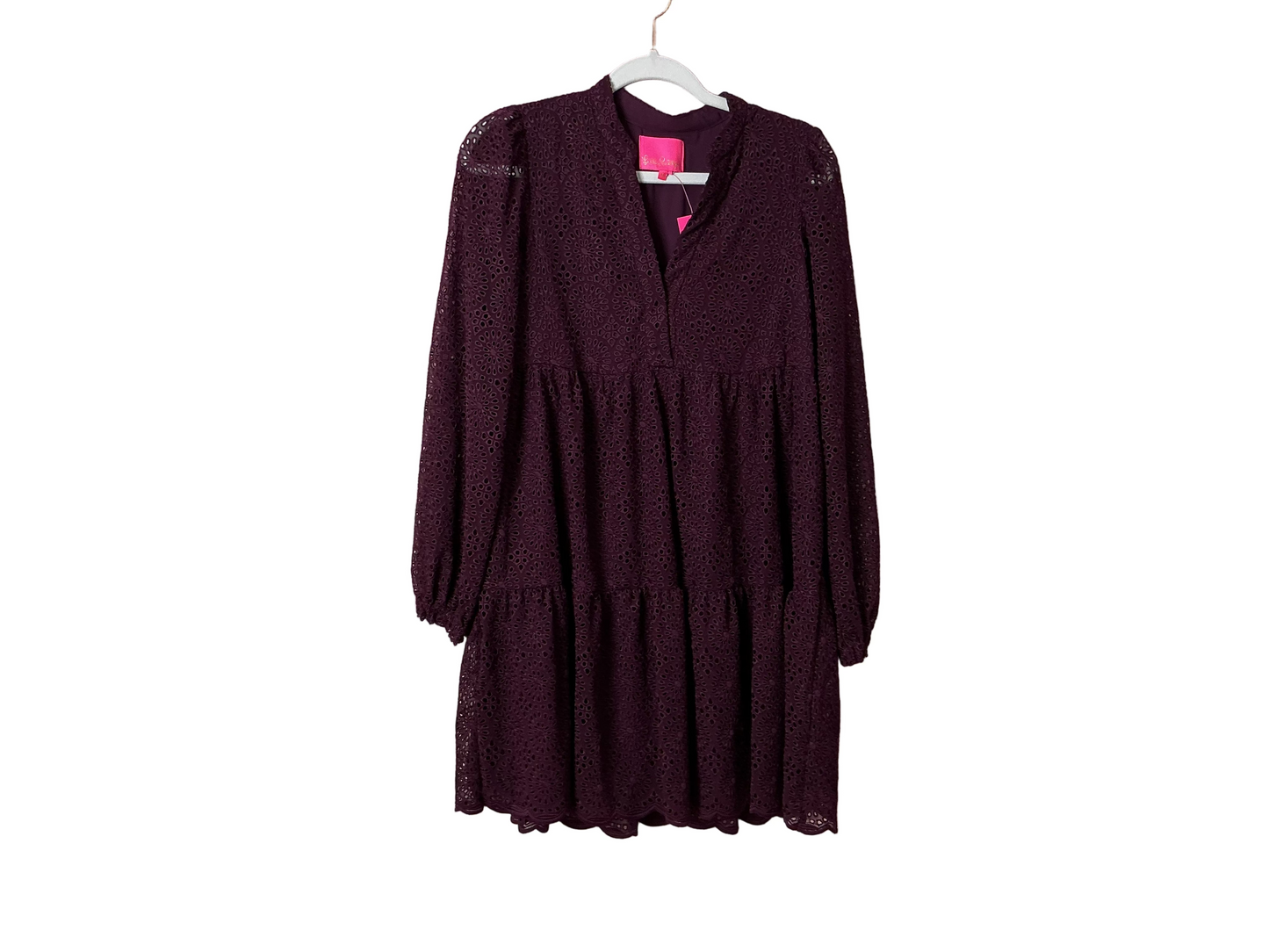 Lilly Pulitzer NWT - Winona Long Sleeve Eyelet - Cherry Ganache Kaleidoscope Chiffon Eyelet - Size XS