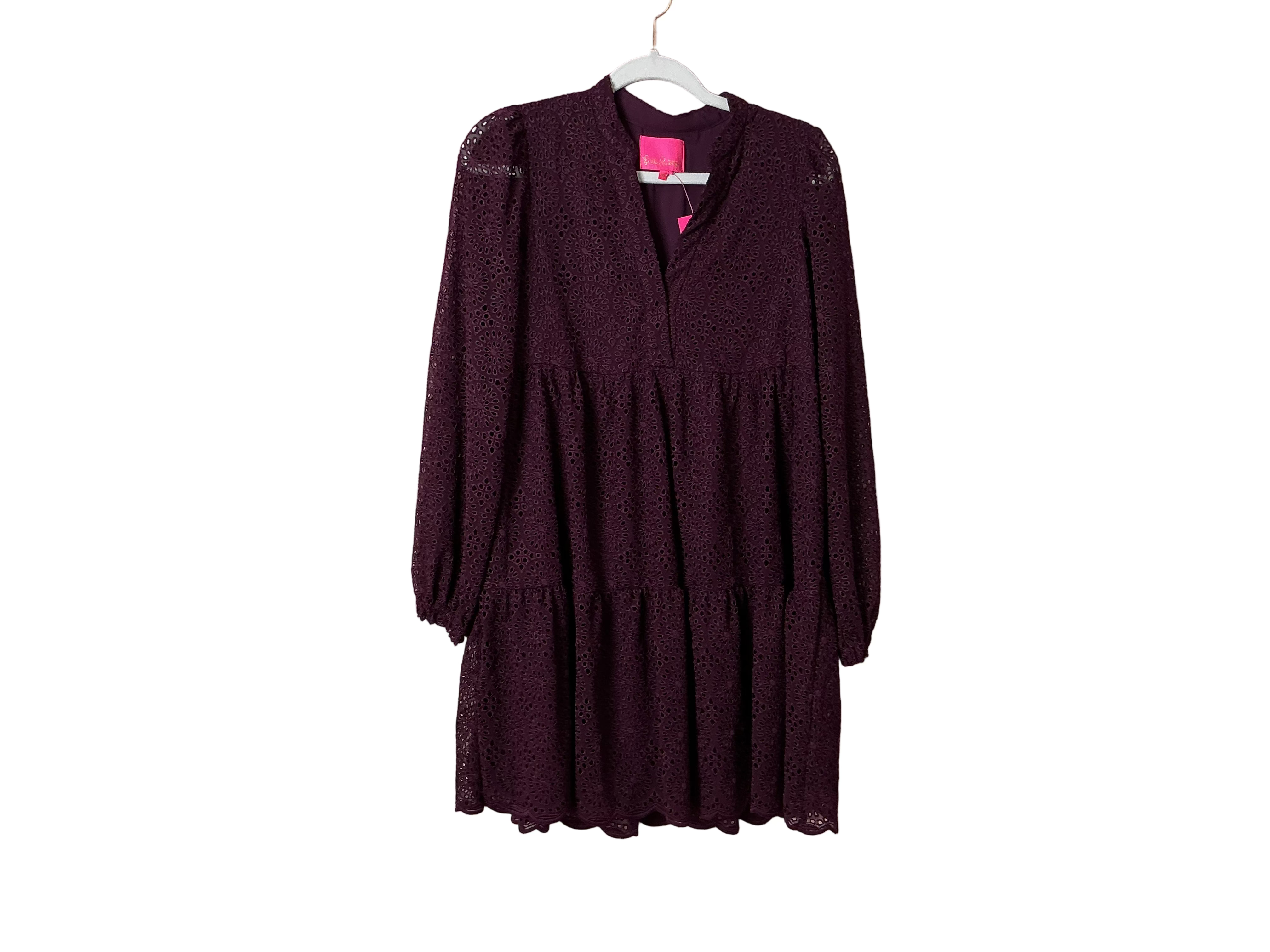 Lilly Pulitzer NWT - Winona Long Sleeve Eyelet - Cherry Ganache Kaleidoscope Chiffon Eyelet - Size XS