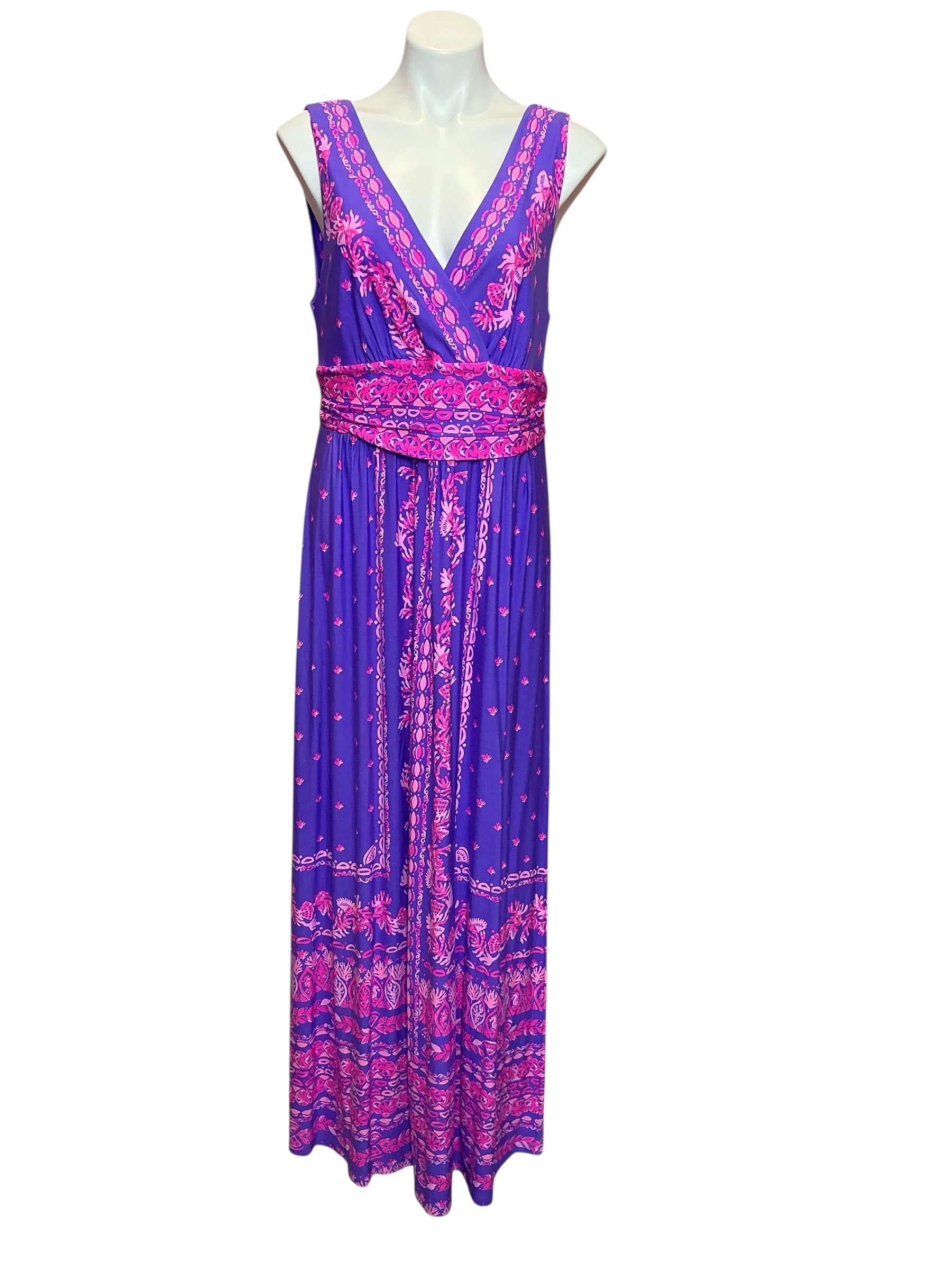 Lilly Pulitzer  NWT Margarita Maxi Dress Mystical Purple Coral Craze Size XL