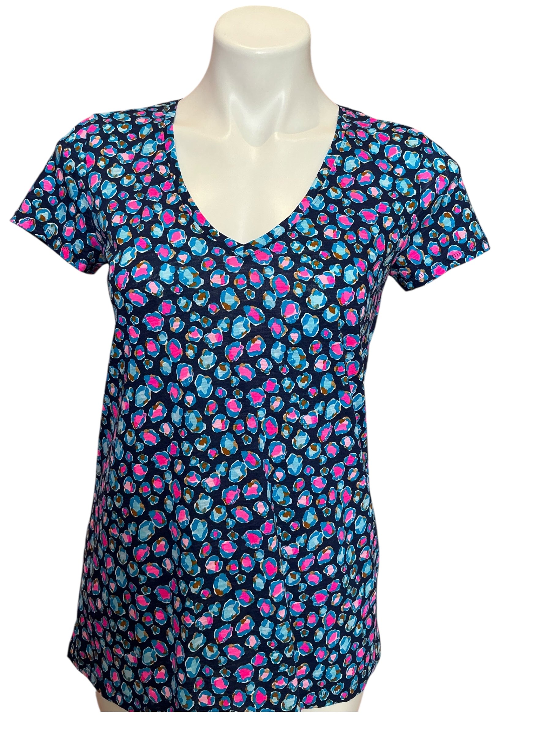 Lilly Pulitzer NWT Etta Tee Low Tide Navy Spotted Size Small