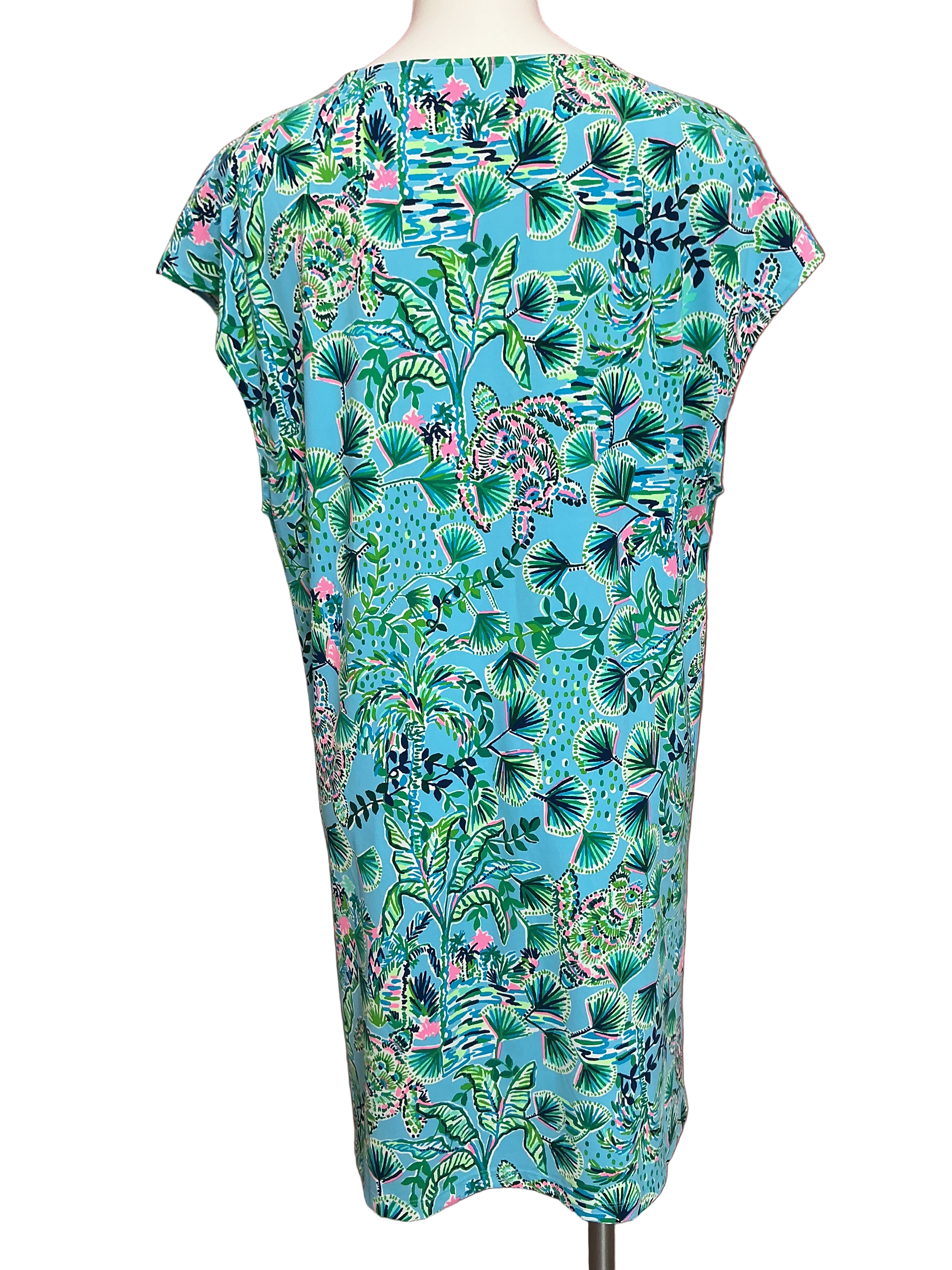 Lilly Pulitzer Women's Talli V-Neck Coverup, Blue Mosaic Shells Print- Size L