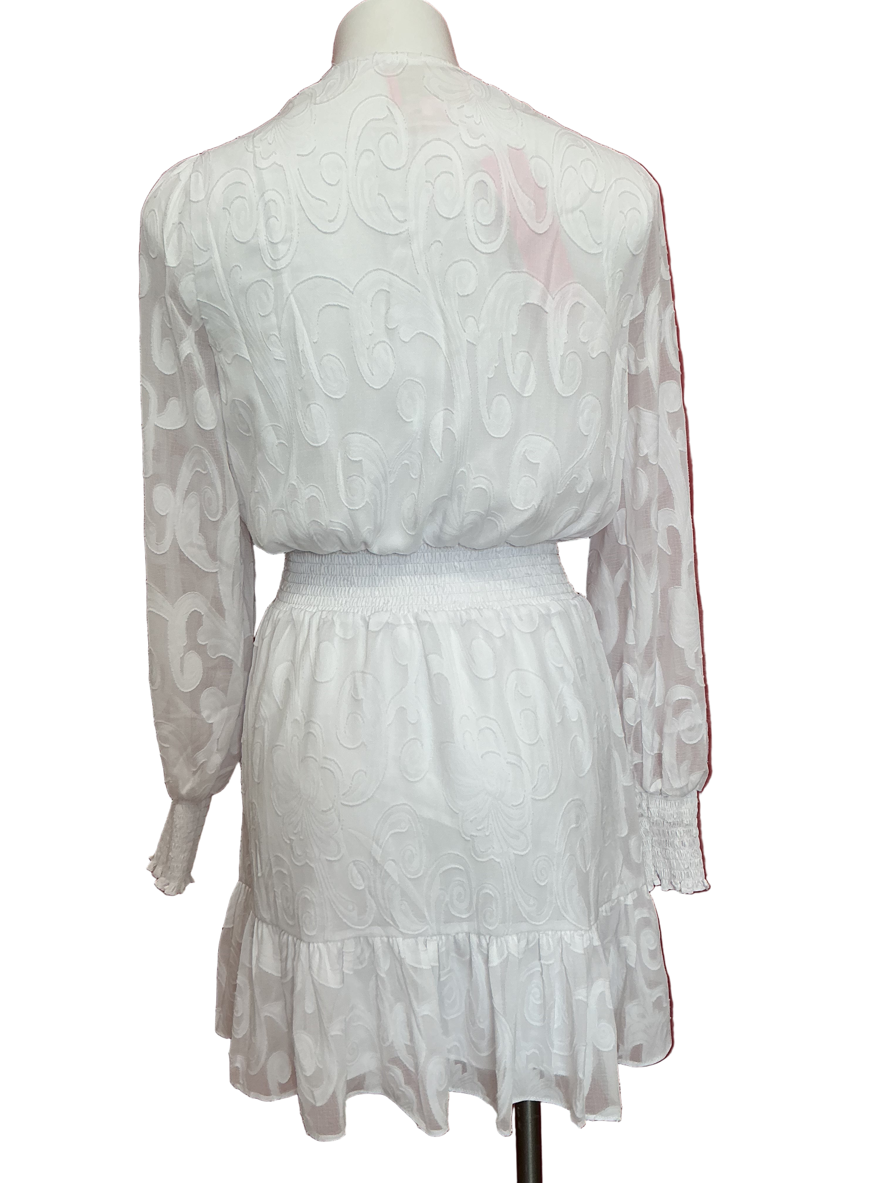 Lilly Pulitzer NWT Christiana Long Sleeve Dress Resort White Poly Crepe Swirl Clip - Size 2