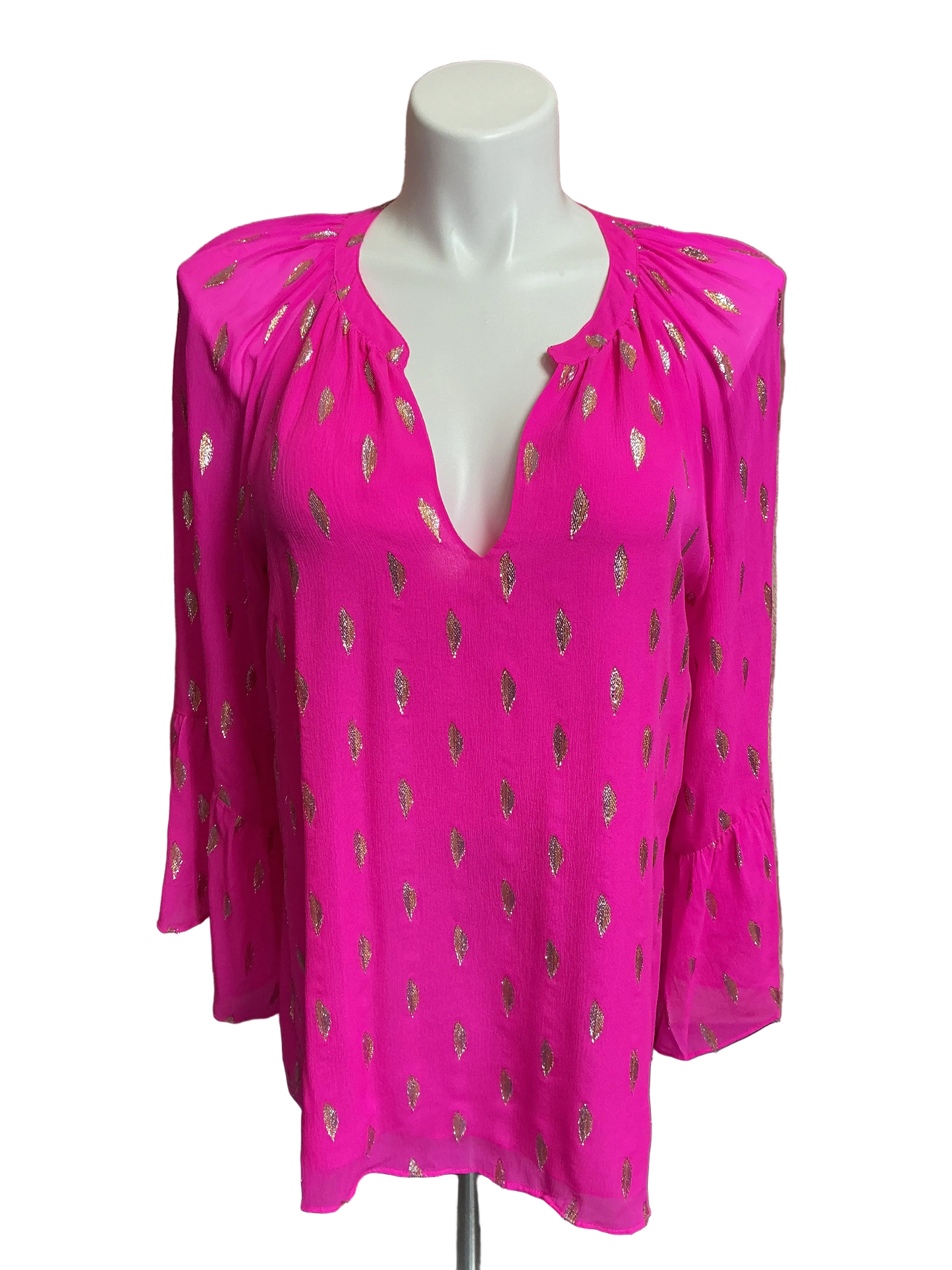 Lilly Pulitzer Matilda Top Pink Diamond Metallic Clip - Size XL