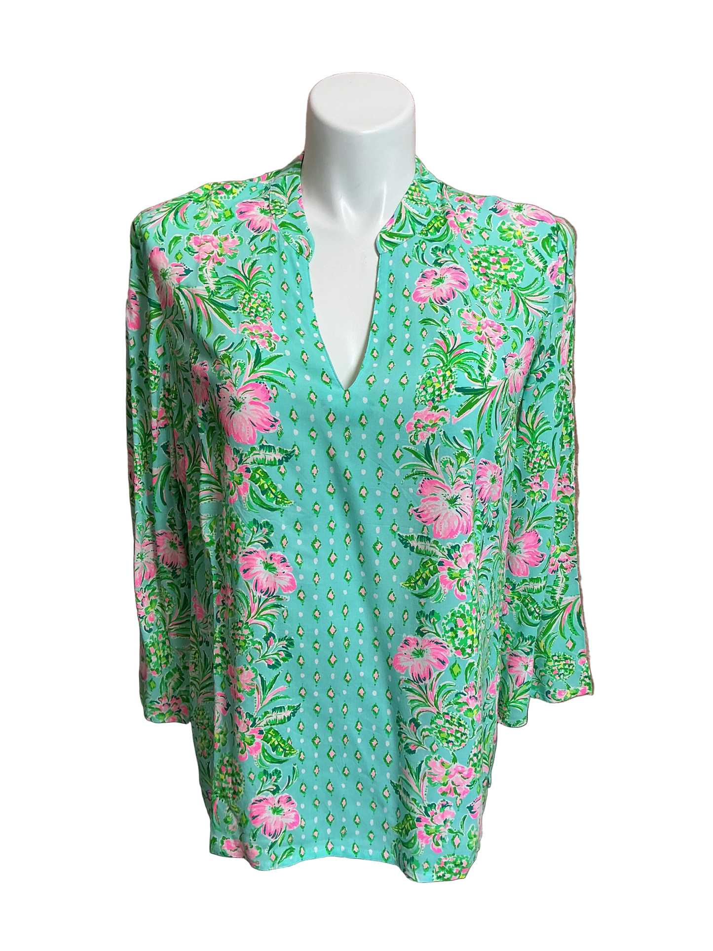 Lilly Pulitzer NWT Luna Bay Tunic Surf Blue Oh Diamond Girl Engine - Size XL