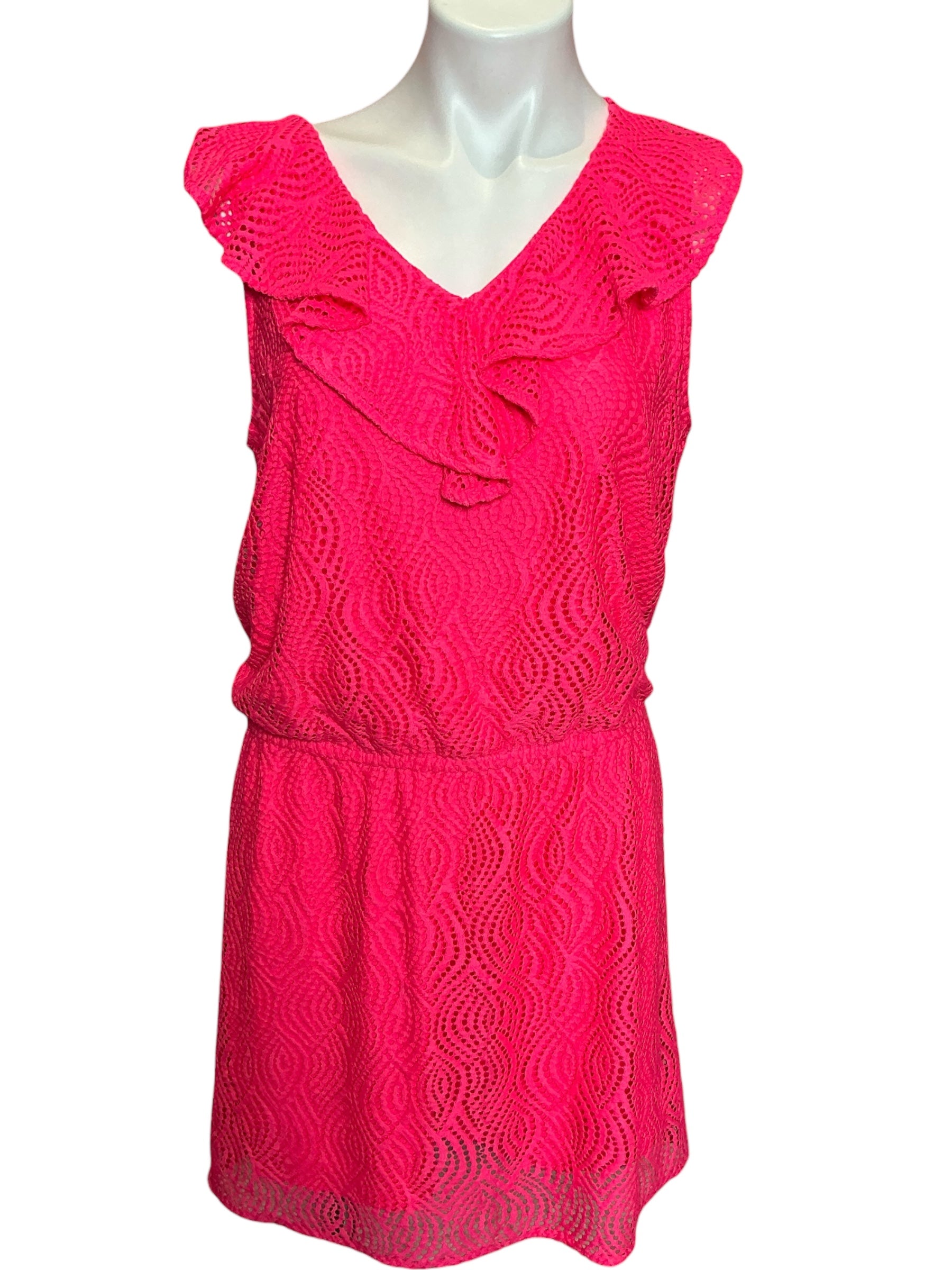 Lilly Pulitzer NWT Alessa Romper Crab Claw Coral Flowing Lace Leather Size L