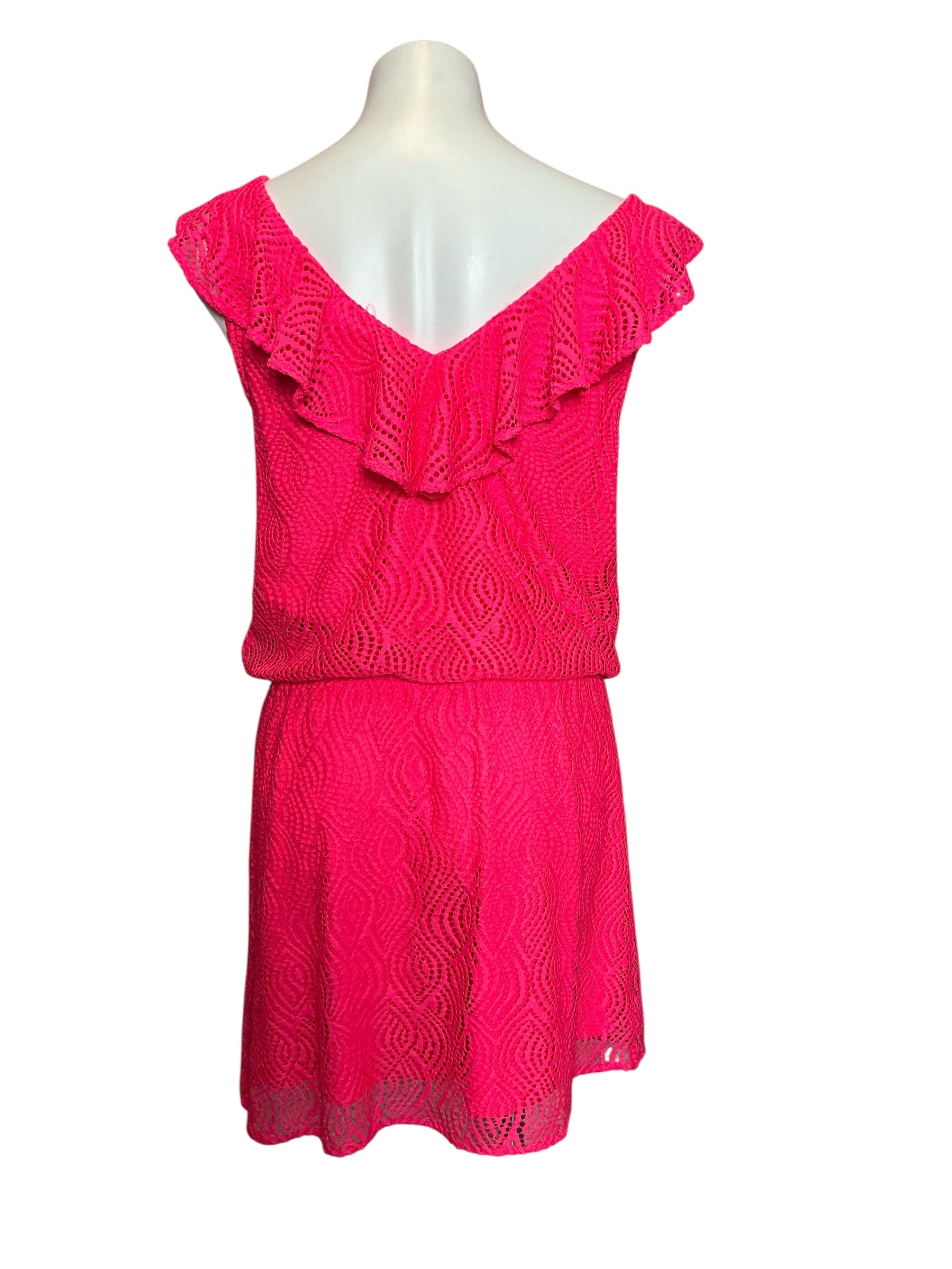 Lilly Pulitzer NWT Alessa Romper Crab Claw Coral Flowing Lace Leather Size L