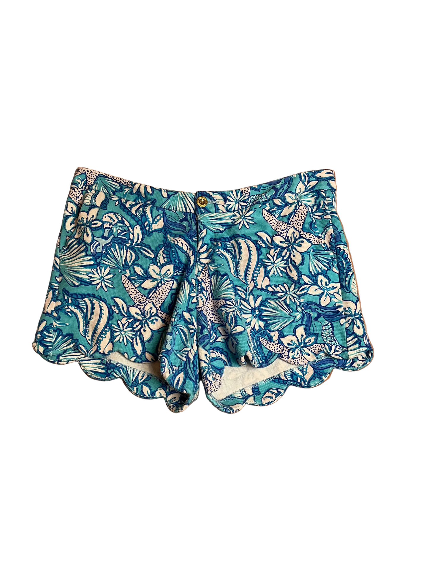 Lilly Pulitzer Buttercup Knit Shorts Amalfi Blue Sound The Sirens - Size 14