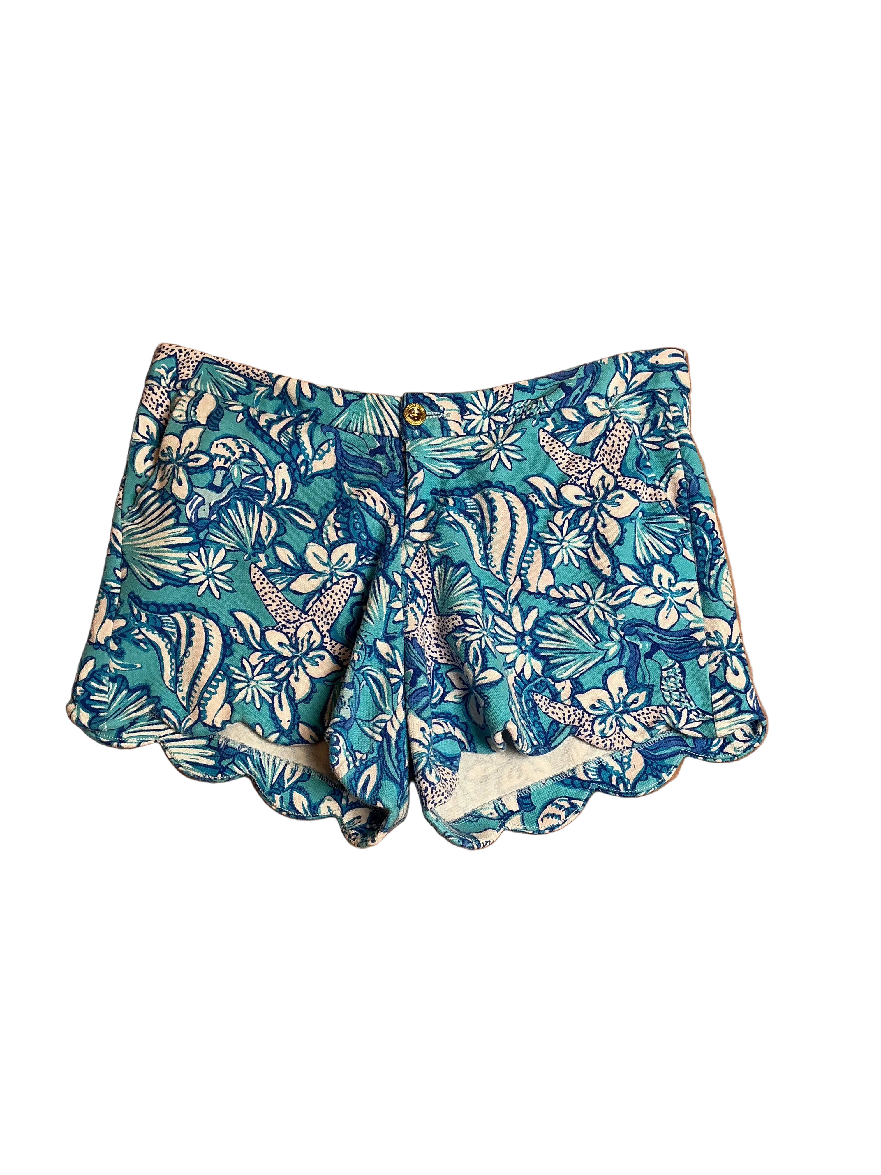 Lilly Pulitzer Buttercup Knit Shorts Amalfi Blue Sound The Sirens - Size 14
