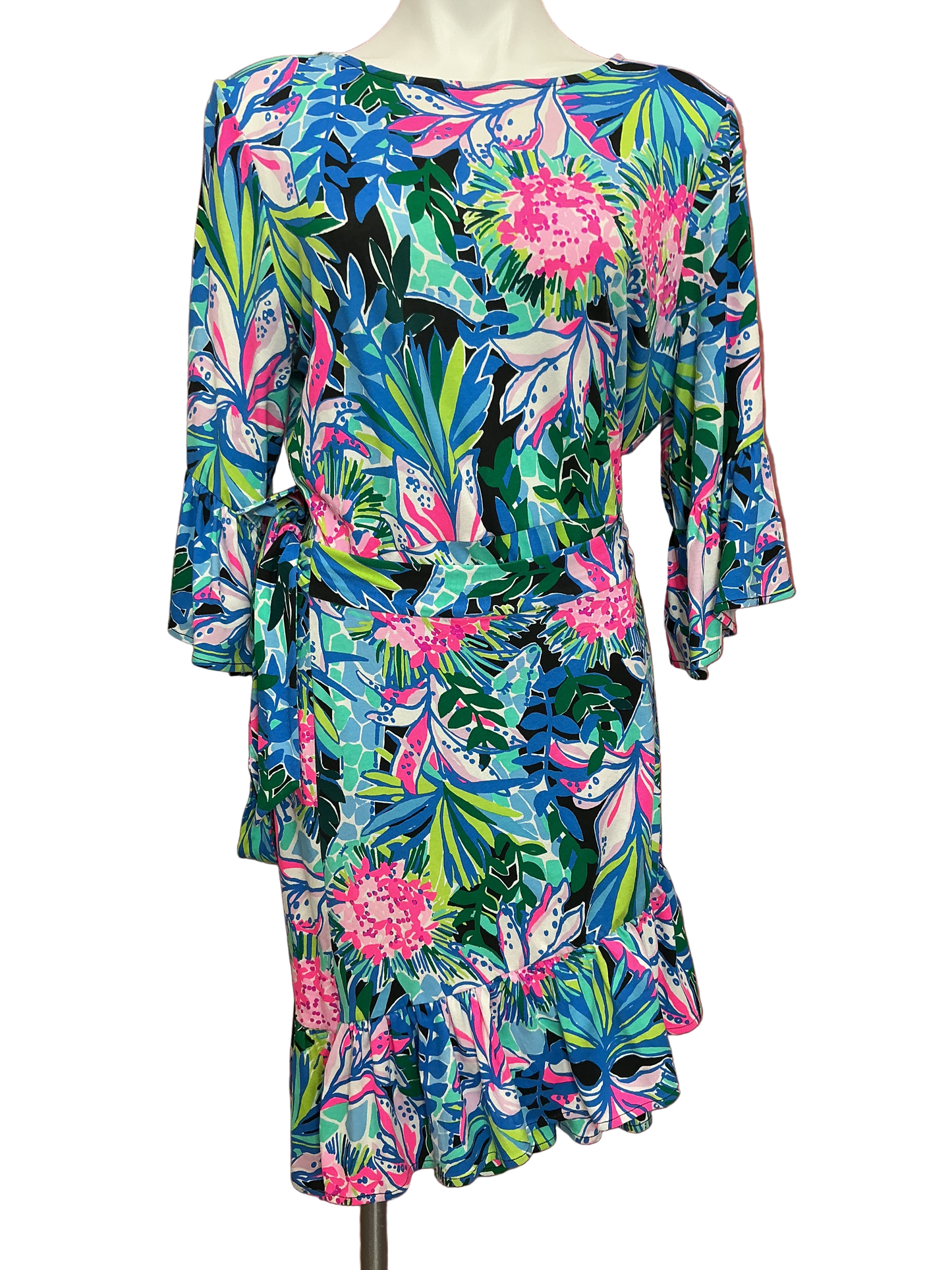 Lilly Pulitzer Kassi Wrap Ruffle Lilly Pulitzer Dress Onyx You Me and Giraffe - Size XL Lilly Pulitzer Kassi Wrap Ruffle Lilly Pulitzer Dress Onyx You Me and Giraffe - Size XL