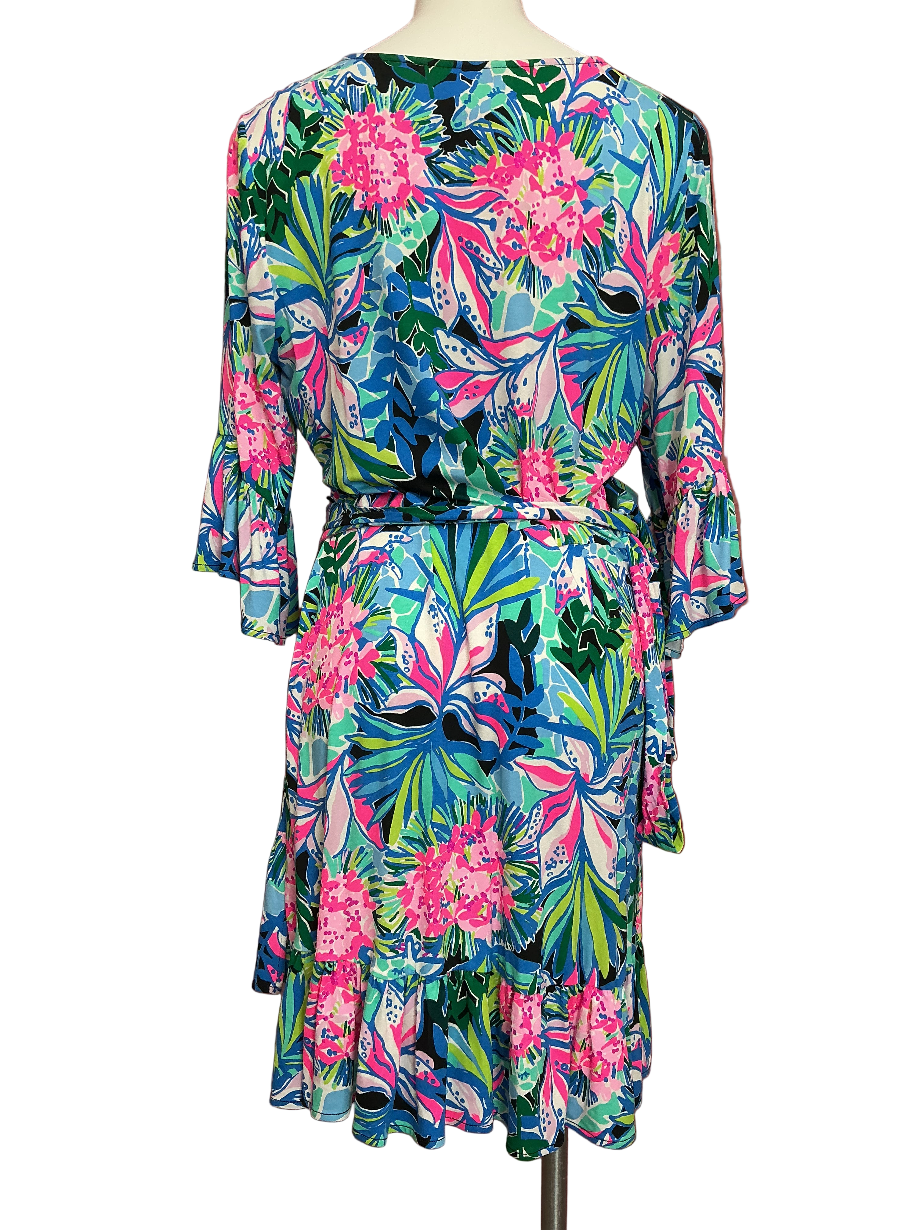 Lilly Pulitzer Kassi Wrap Ruffle Lilly Pulitzer Dress Onyx You Me and Giraffe - Size XL