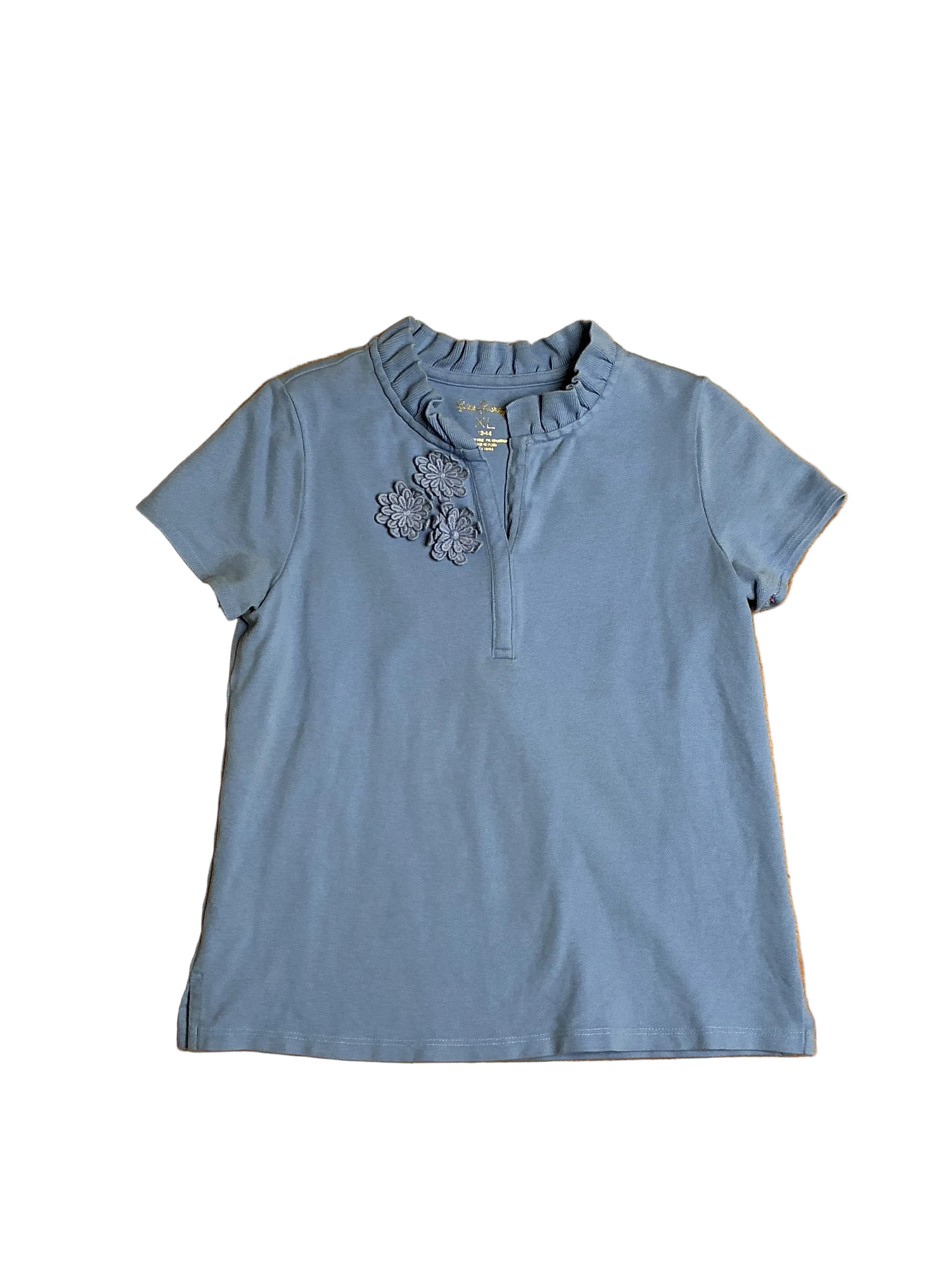 Lilly Pulitzer Girls' Thierry Ruffle Polo Blue Hyacinth - Size XL (12-14)