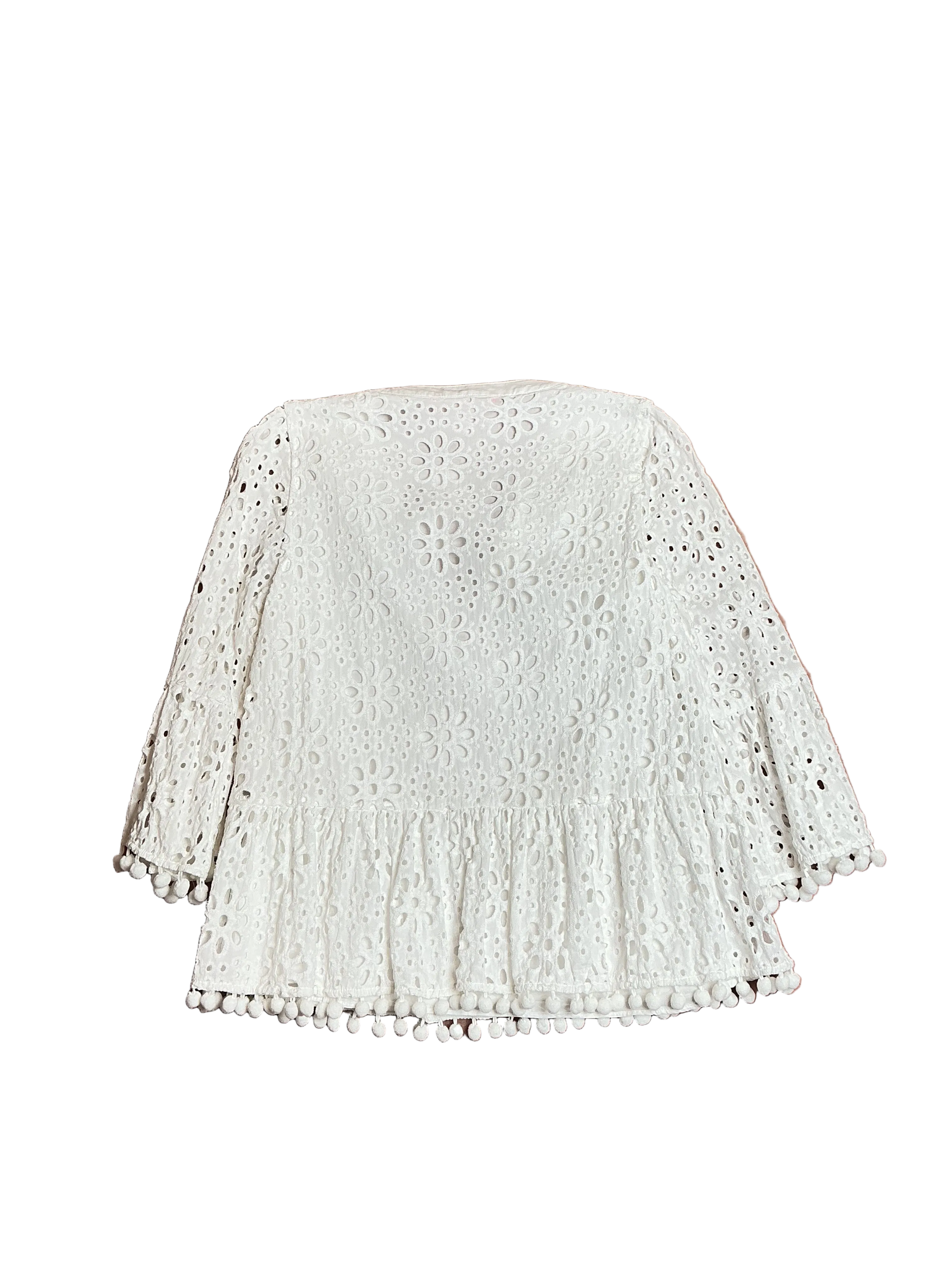 Lilly Pulitzer Bekah 3/4 Sleeve Eyelet Top Resort White Funflower - Size S
