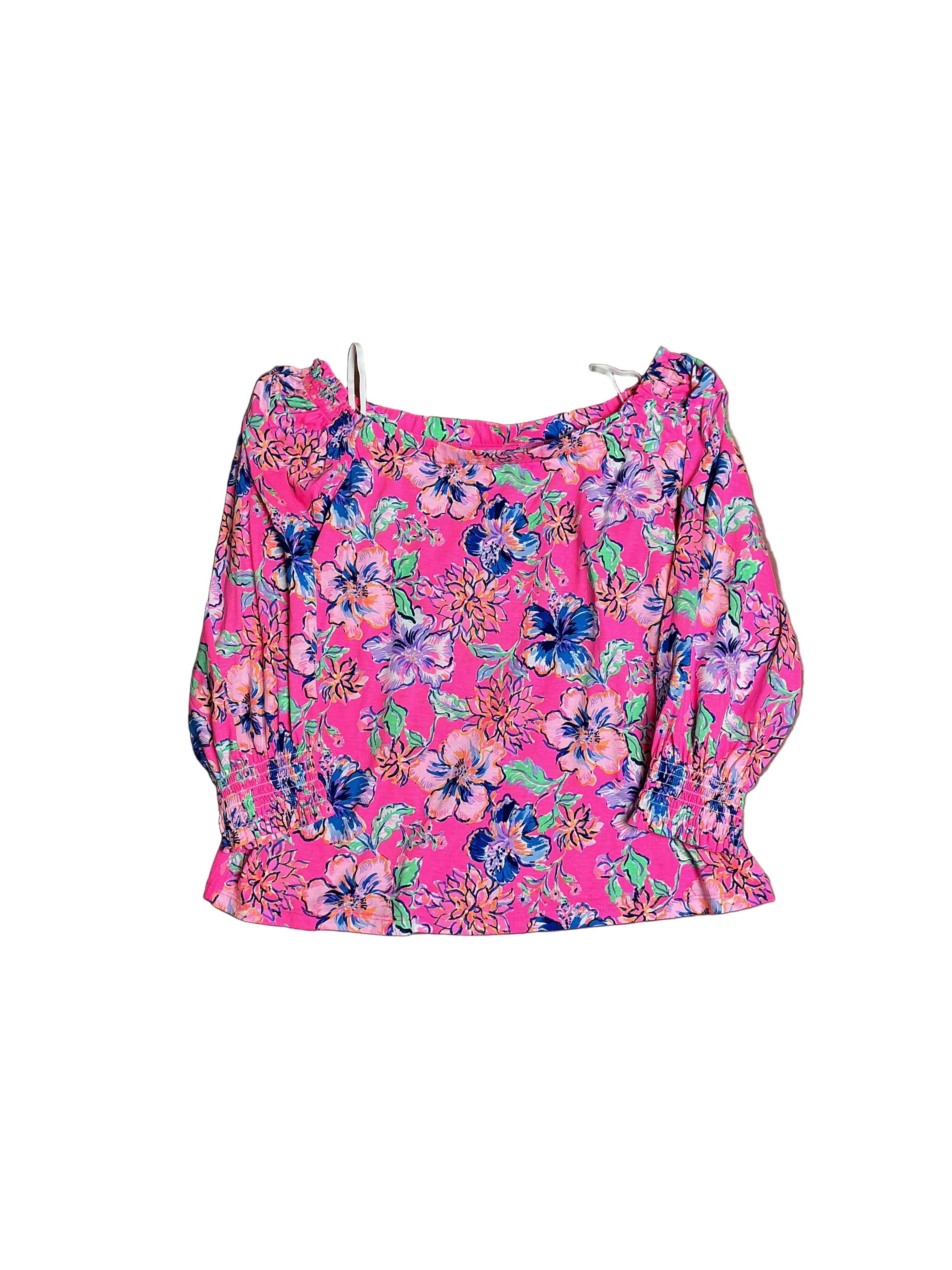 Lilly Pulitzer NWT Lessa Top Pink Isle Last Bud Not Least - Size M