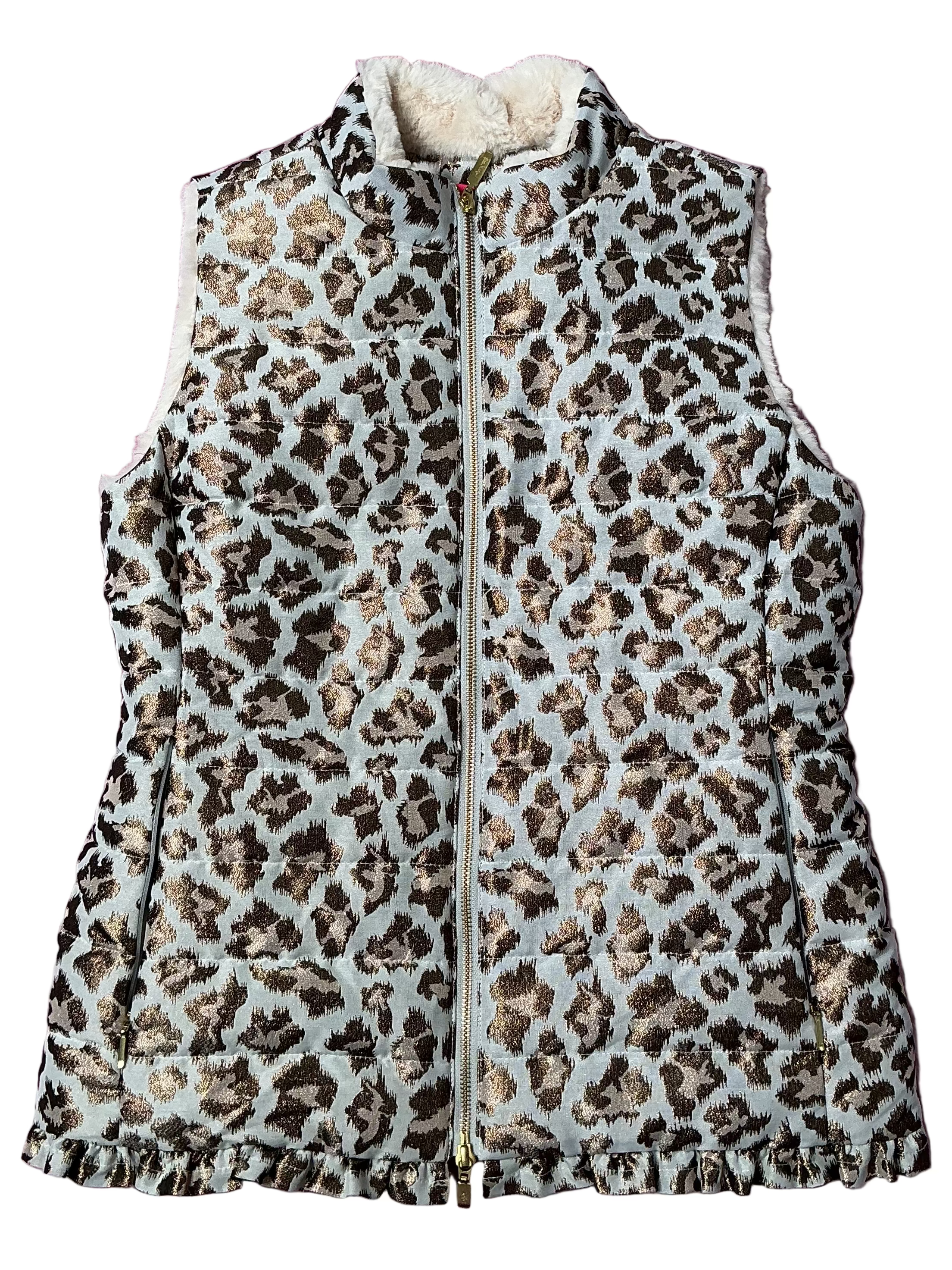 Lilly Pulitzer NWT - Gabriana Vest - Gold Metallic Leopard Jacquard - Size M