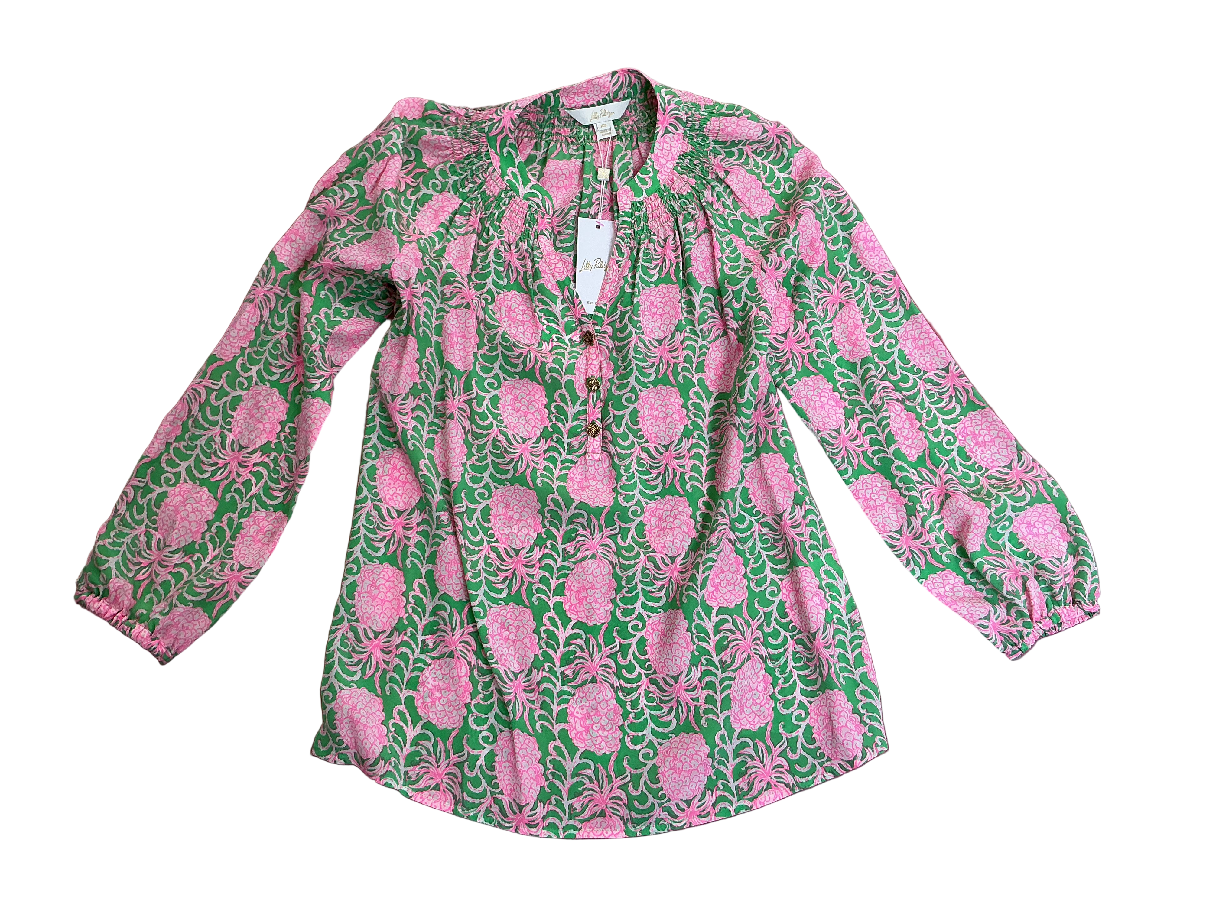 Lilly Pulitzer NWT Elsa Top Fauna Green Party Like A Pineapple - Size XS