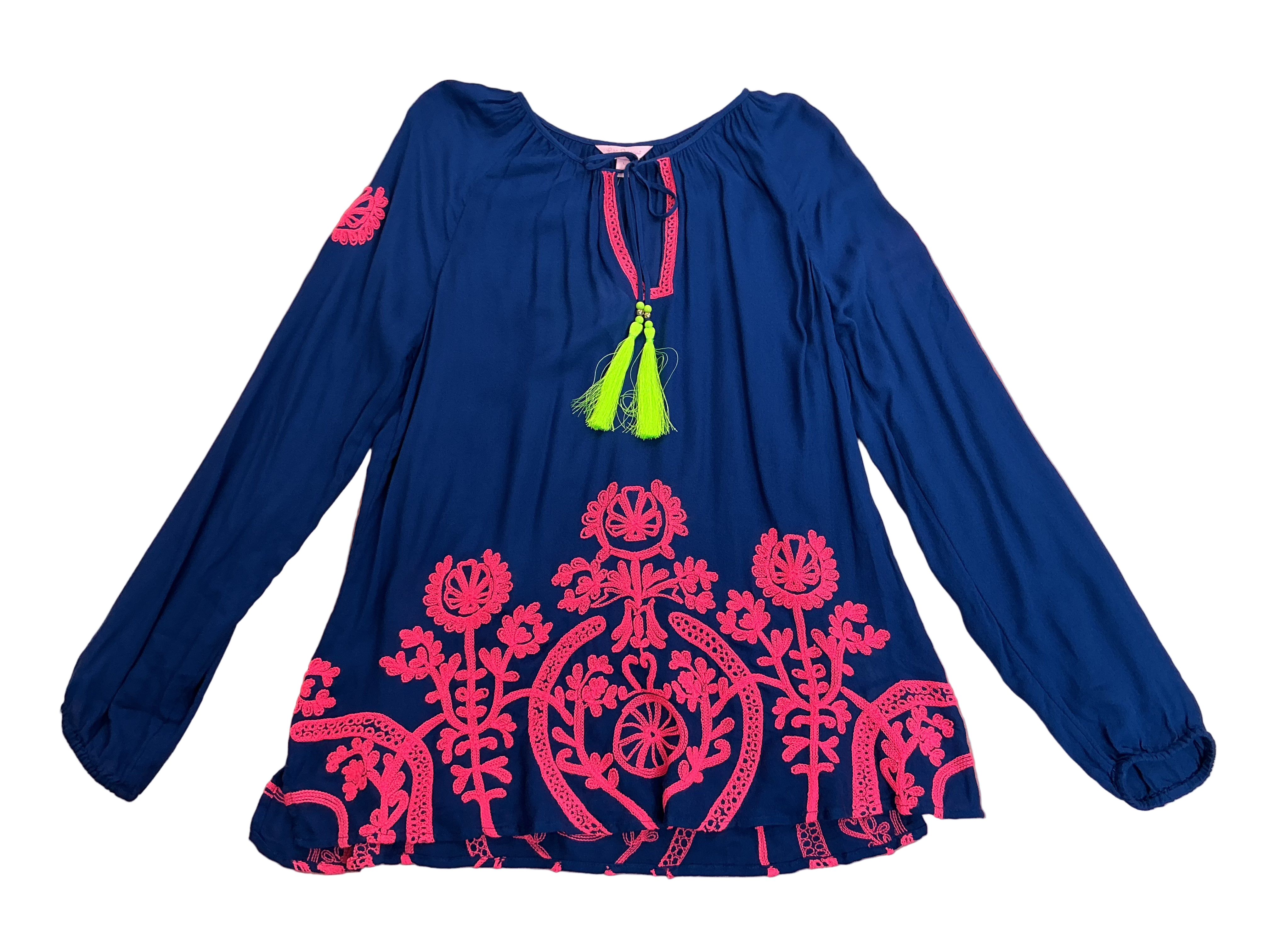 Lilly Pulitzer NWT Willa Embroidered Top Resort Navy - Size L
