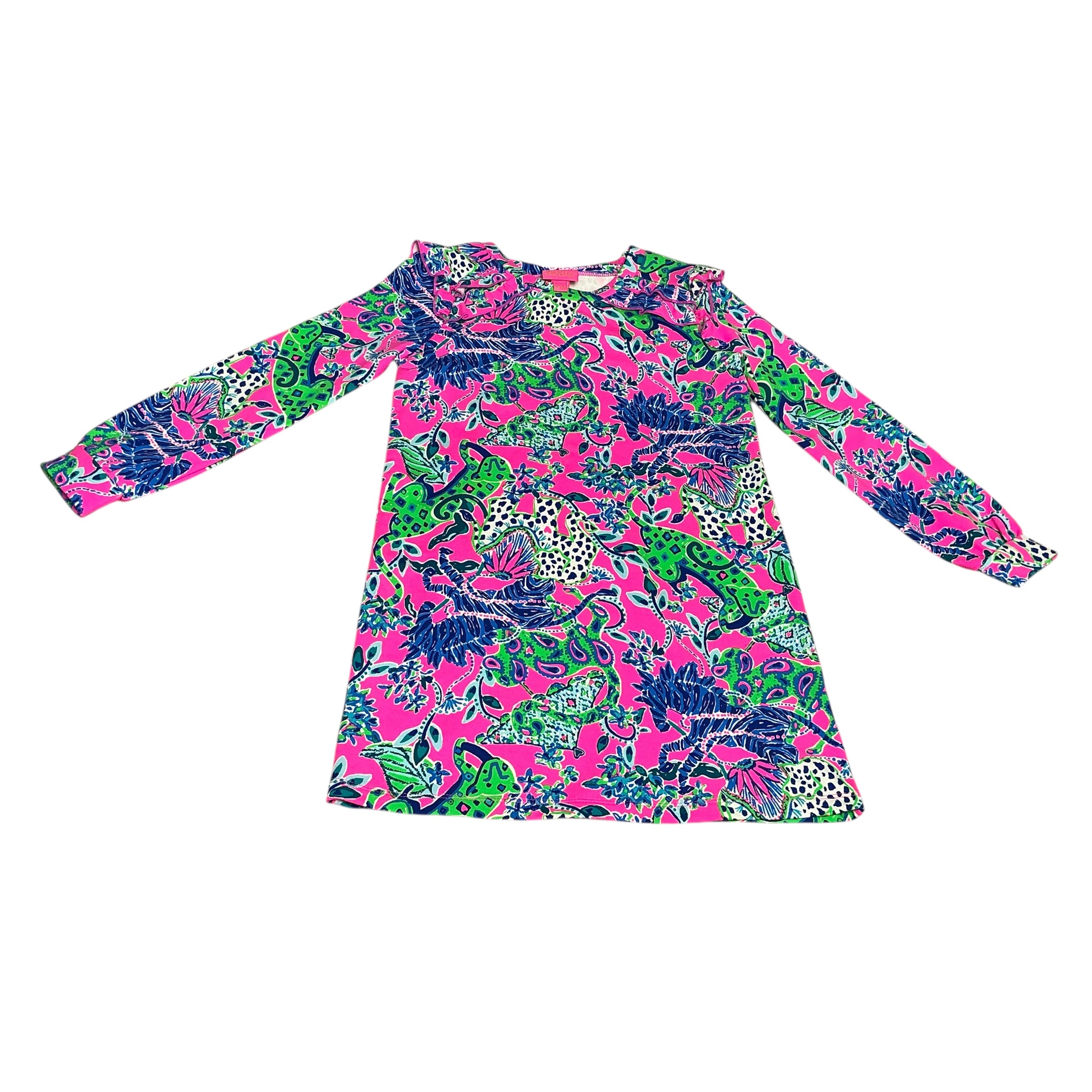Lilly Pulitzer Girls Elfrea Long Sleeve Dress Untamed Hearts Size M (6-7)