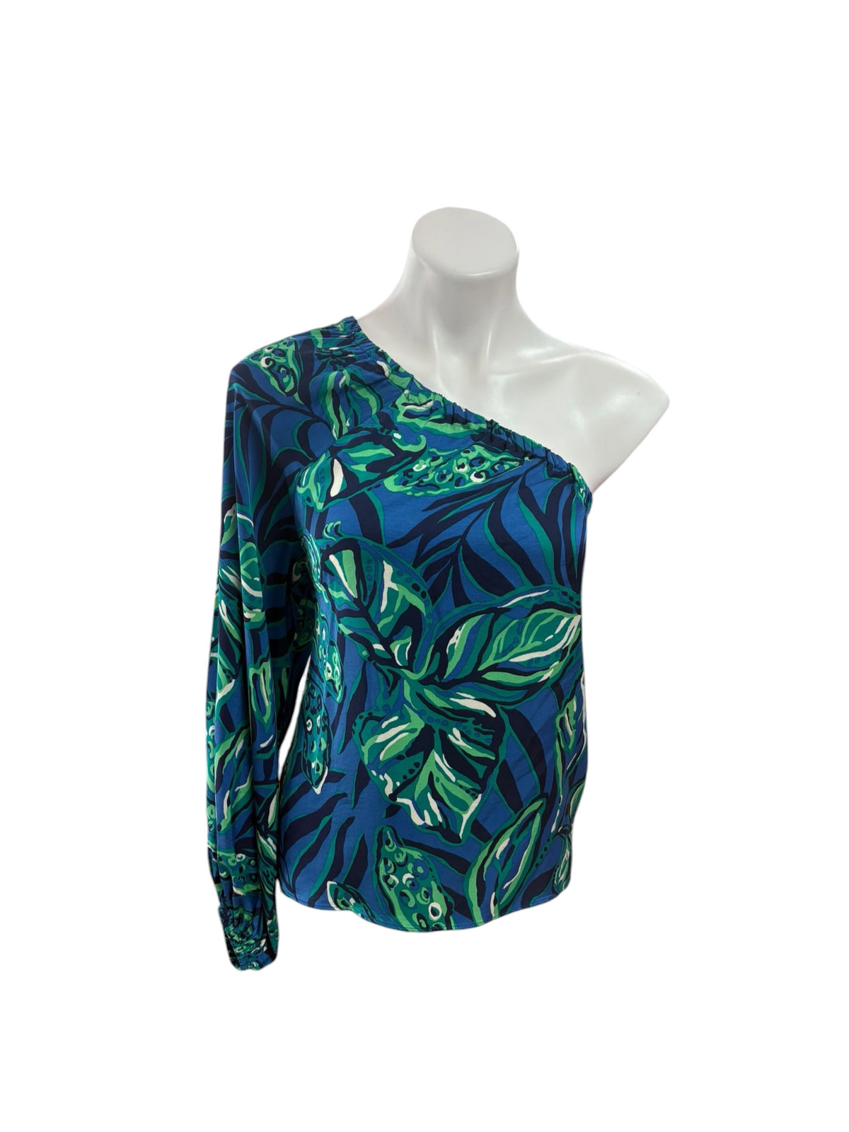 Lilly Pulitzer Adorlee One-Shoulder Top Indigo Breeze Shady Gators - Size M
