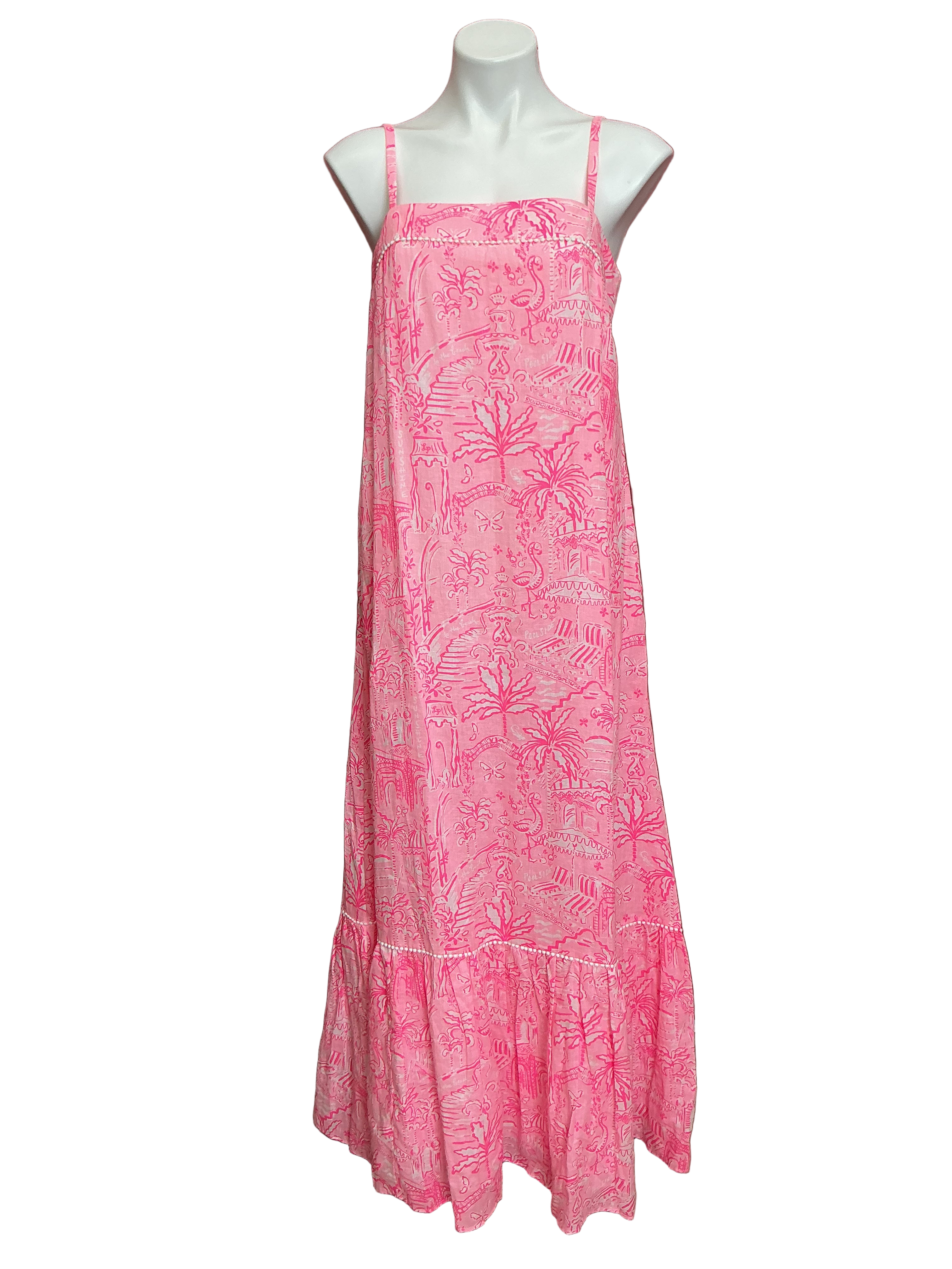 Lilly Pulitzer NWT Rozalie Linen Maxi Dre Conch Shell Pink Pennys Playground - Size 2