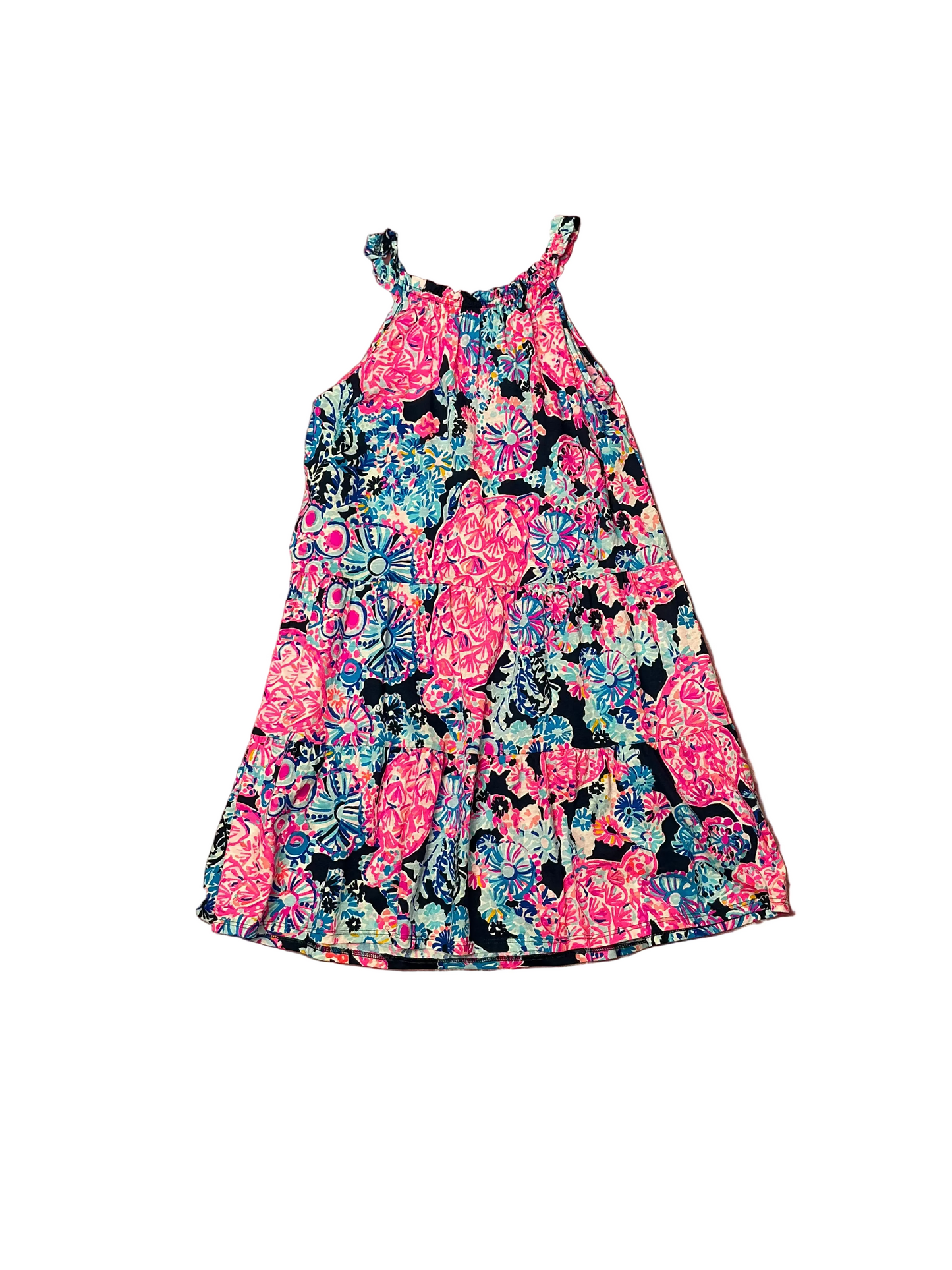 Lilly Pulitzer Kids Loro Dress - High Tide Navy In Turtle Amazement - Size XL 12-14