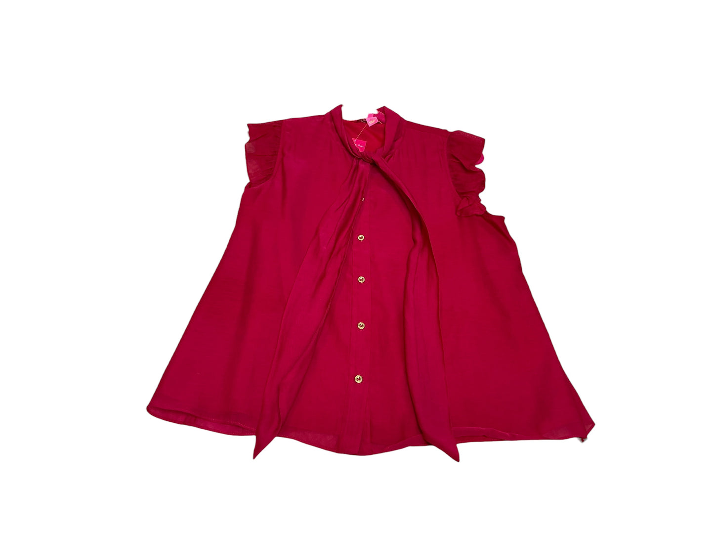 Lilly Pulitzer Maddi Cotton Silk Tie Neck Top Poinsetta Red Size M