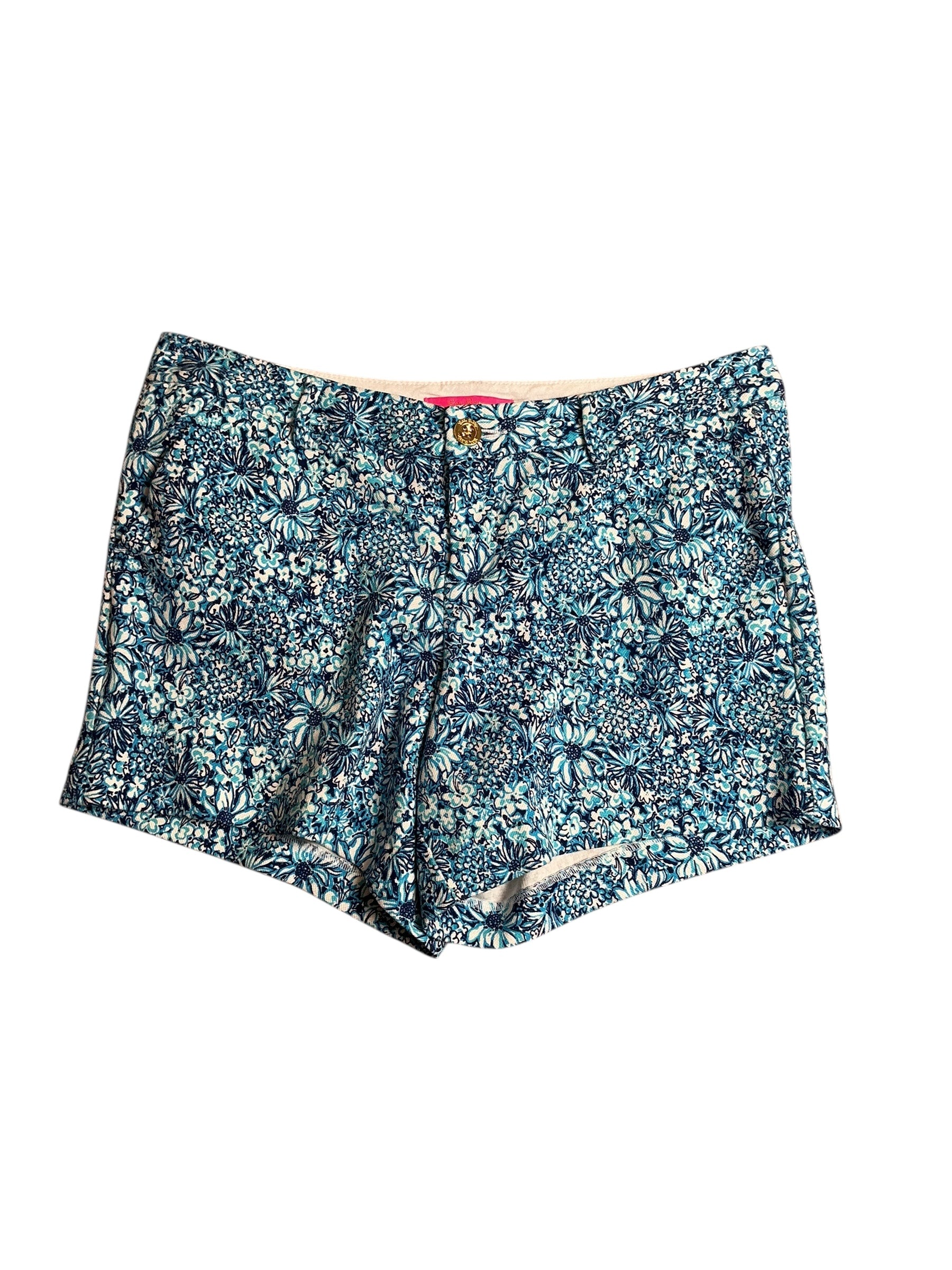Lilly Pulitzer NWT Callahan Knit Short Cumulus Blue Blooming Together - Size 10