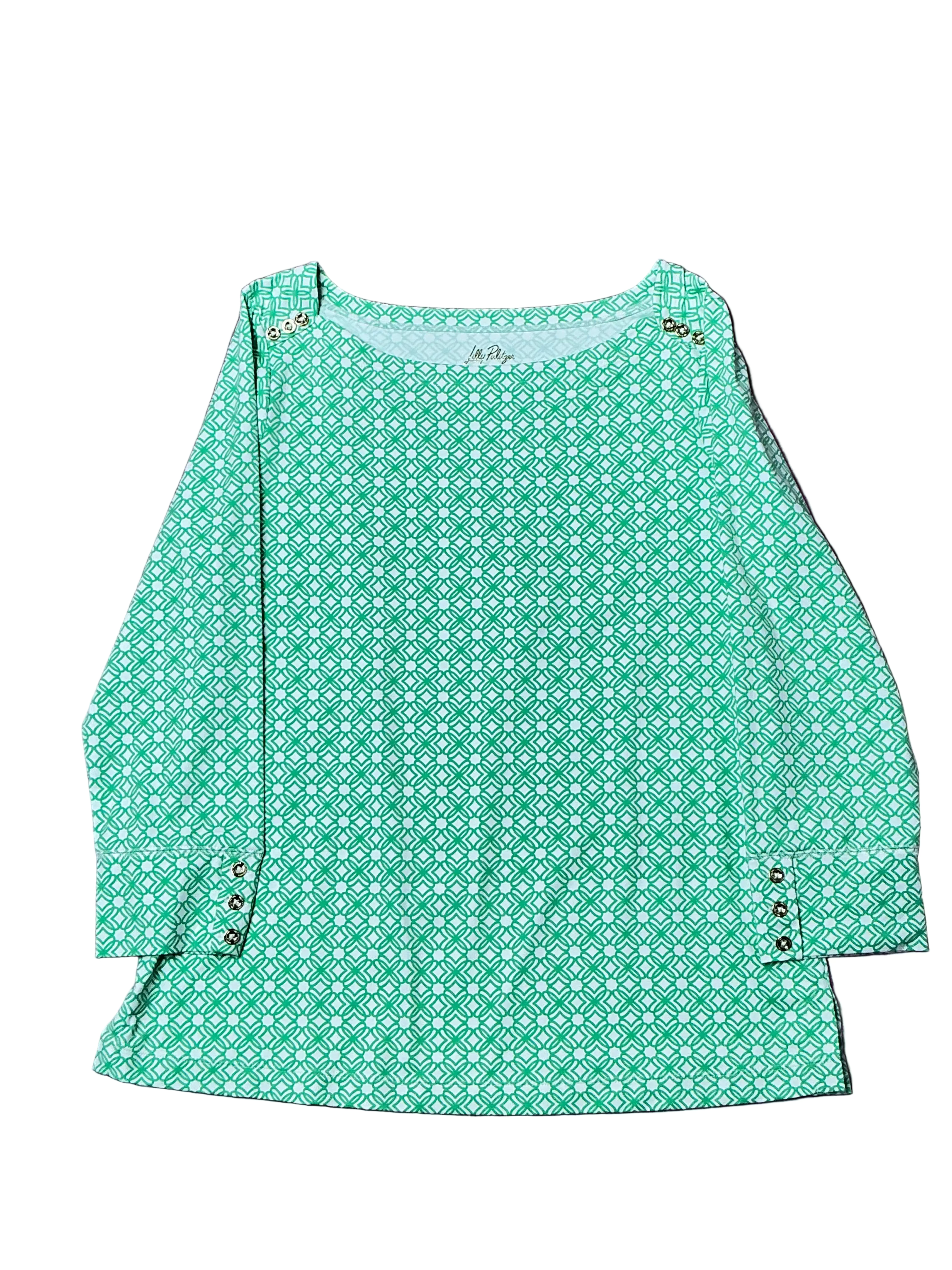 Lilly Pulitzer NWT - Callison UPF 50+ Top - Fauna Green X Resort White Butterfly Pattern - Size L
